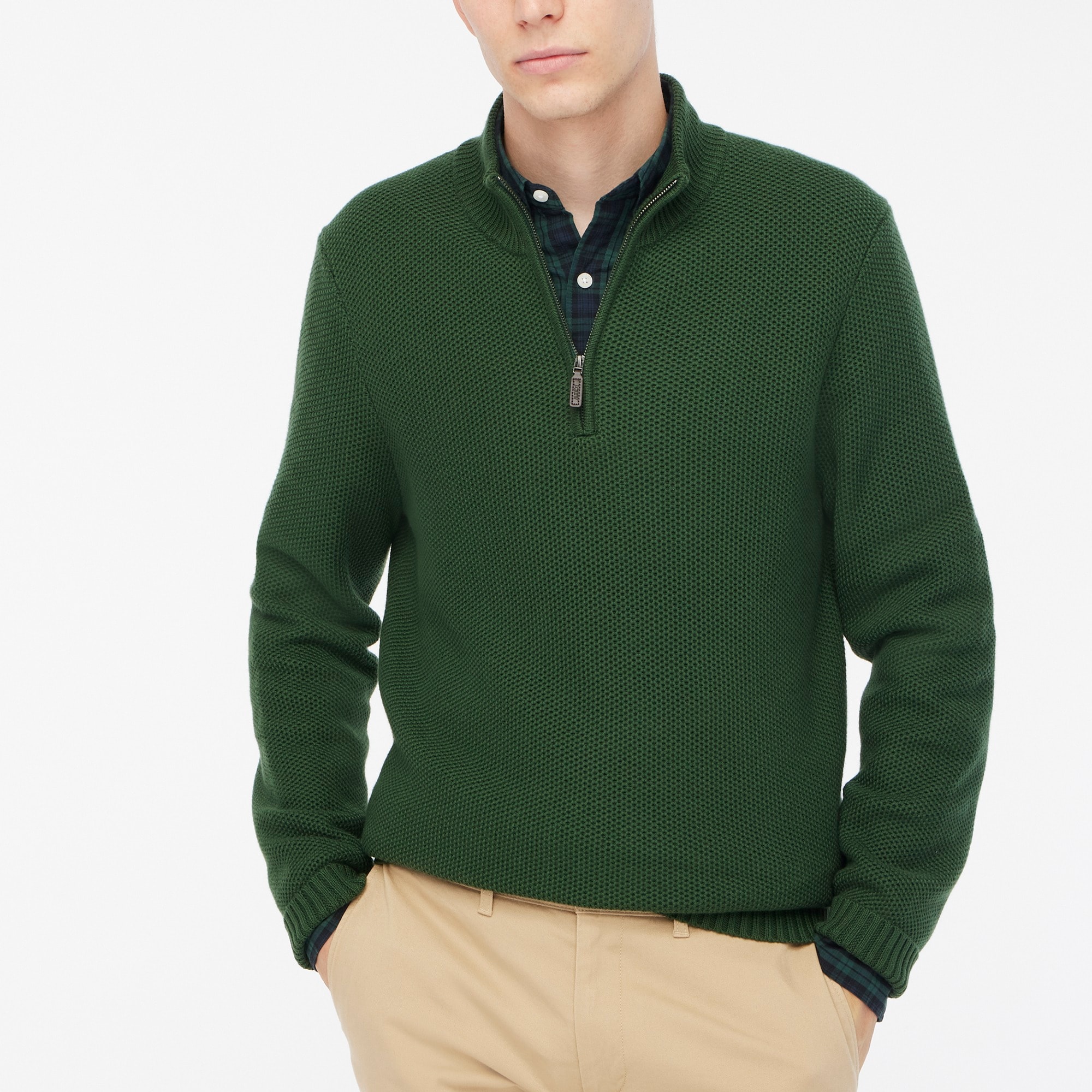 Factory: Cotton Honeycomb Knit Half-zip For Men