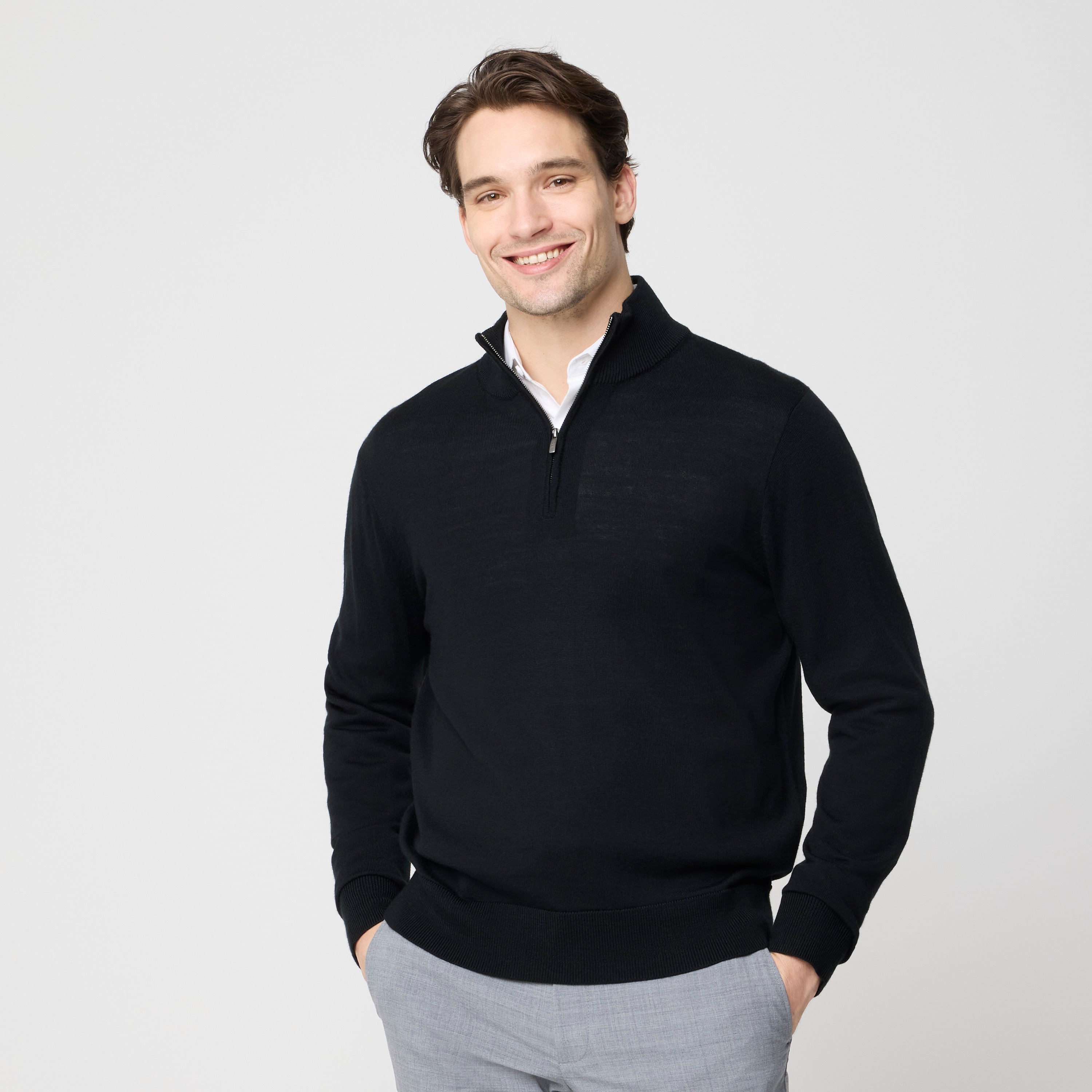 Merino wool-blend quarter-zip