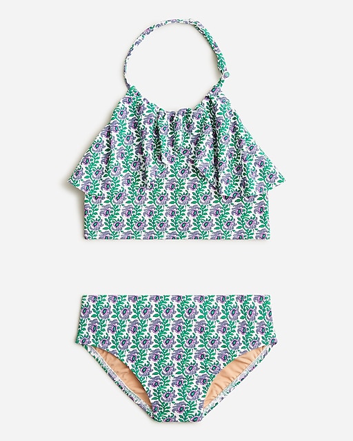 girls SZ Blockprints&trade; X Crewcuts girls' ruffle halter-neck two-piece swimsuit