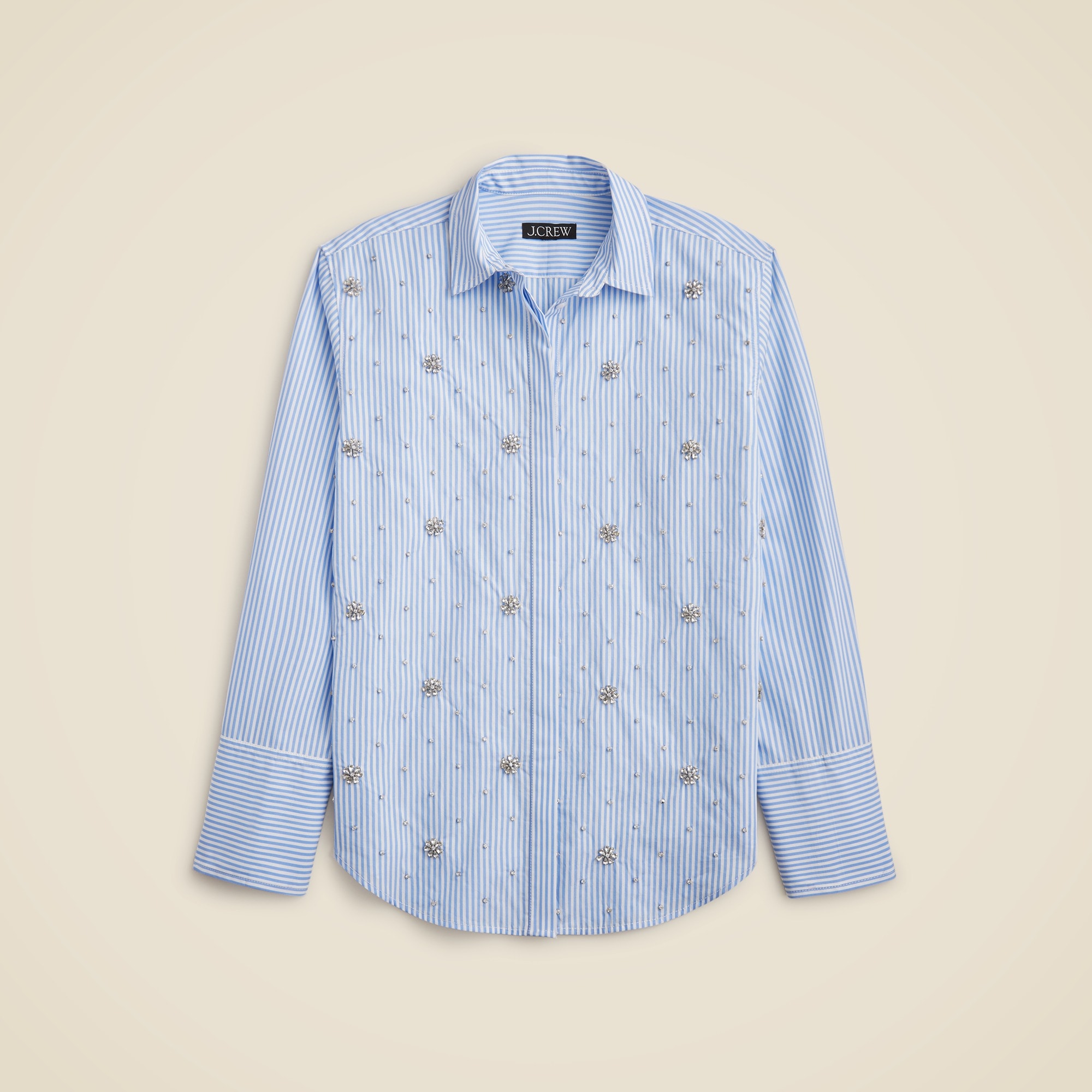 Collection Garçon embellished shirt in blue pinstripe