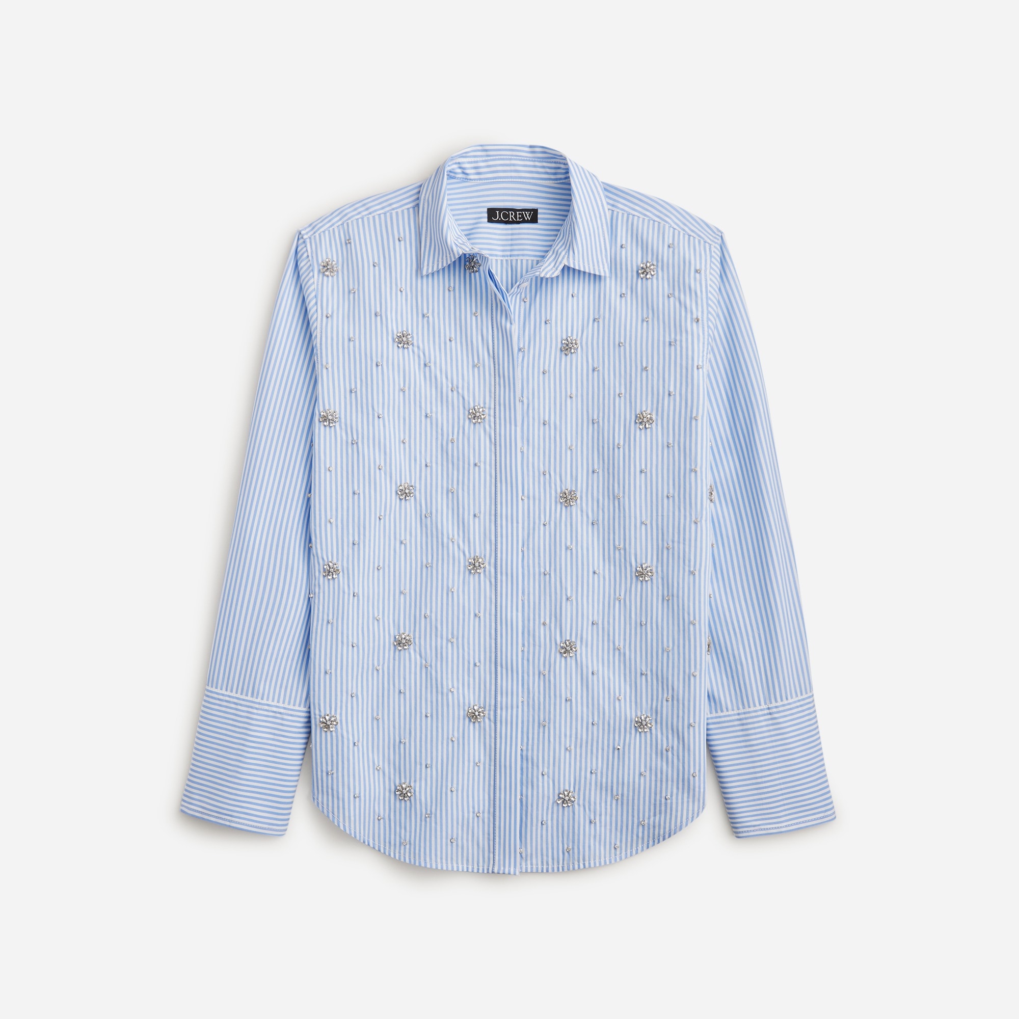  Collection gar&ccedil;on embellished shirt in blue pinstripe