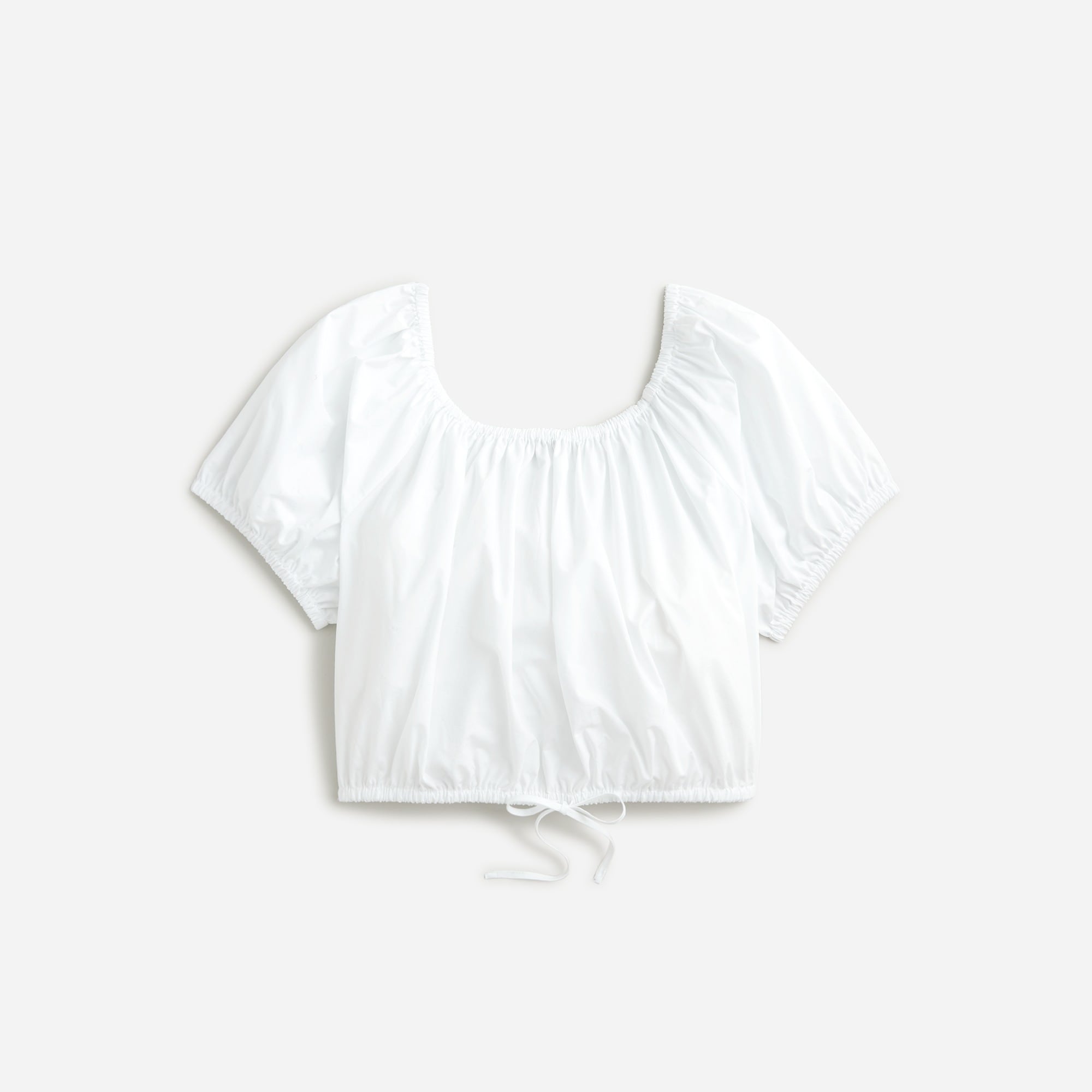 womens Cinched-waist cropped top in cotton poplin
