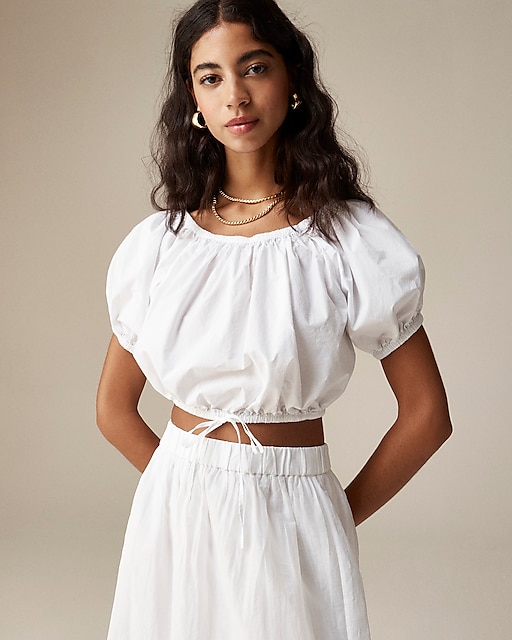 womens Pre-order Cinched-waist top in cotton poplin