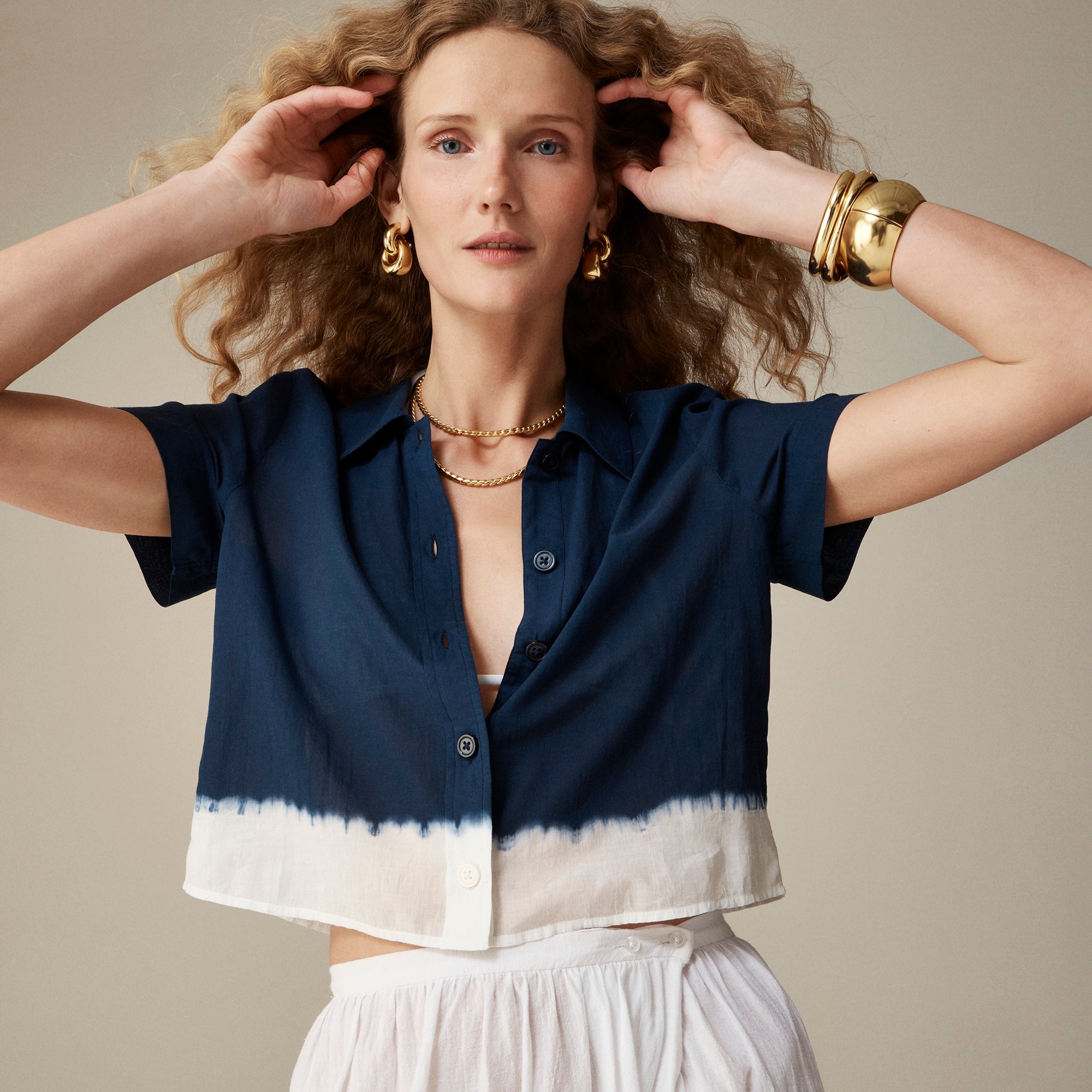 j.crew: dip-dyed gamine shirt in cotton voile for women