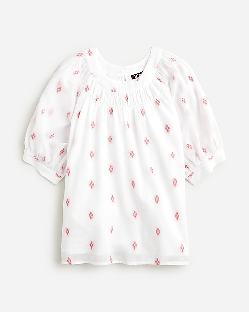 womens Smock-neck puff-sleeve top in dot