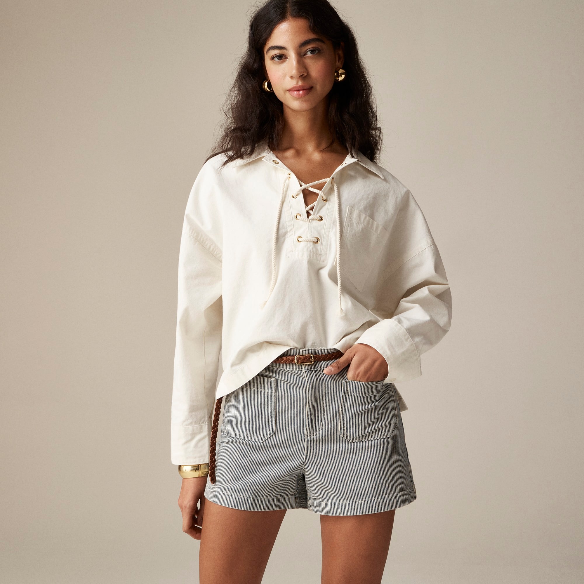 j.crew: lace-up pullover shirt for women