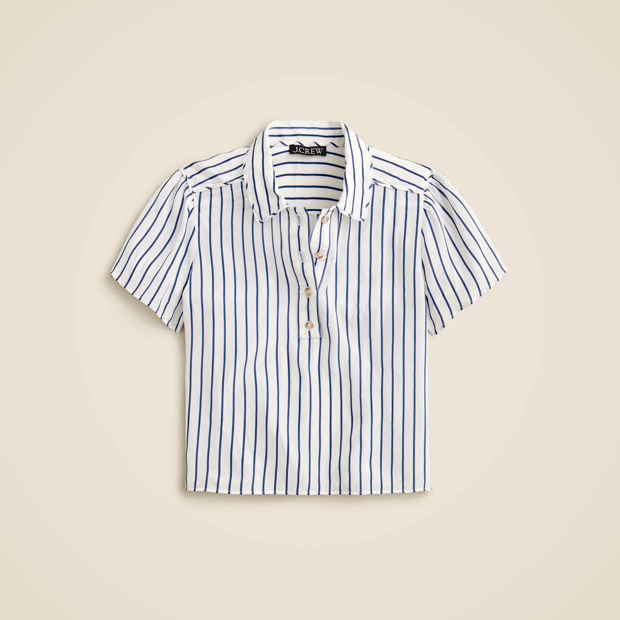 Sheer popover top in crepe de chine