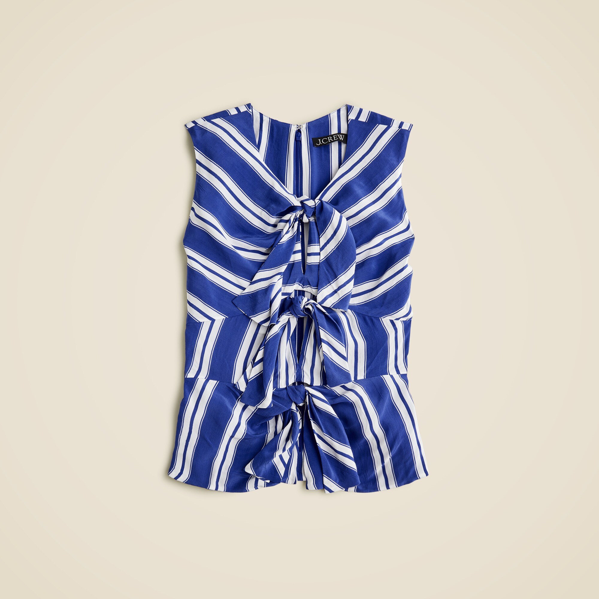 Tie-front top in crepe de chine