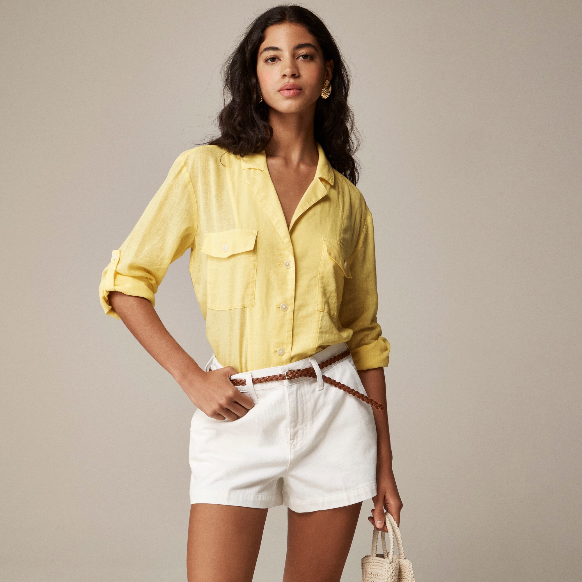 J.Crew: Camp-collar Shirt In Featherweight Linen Blend For Women