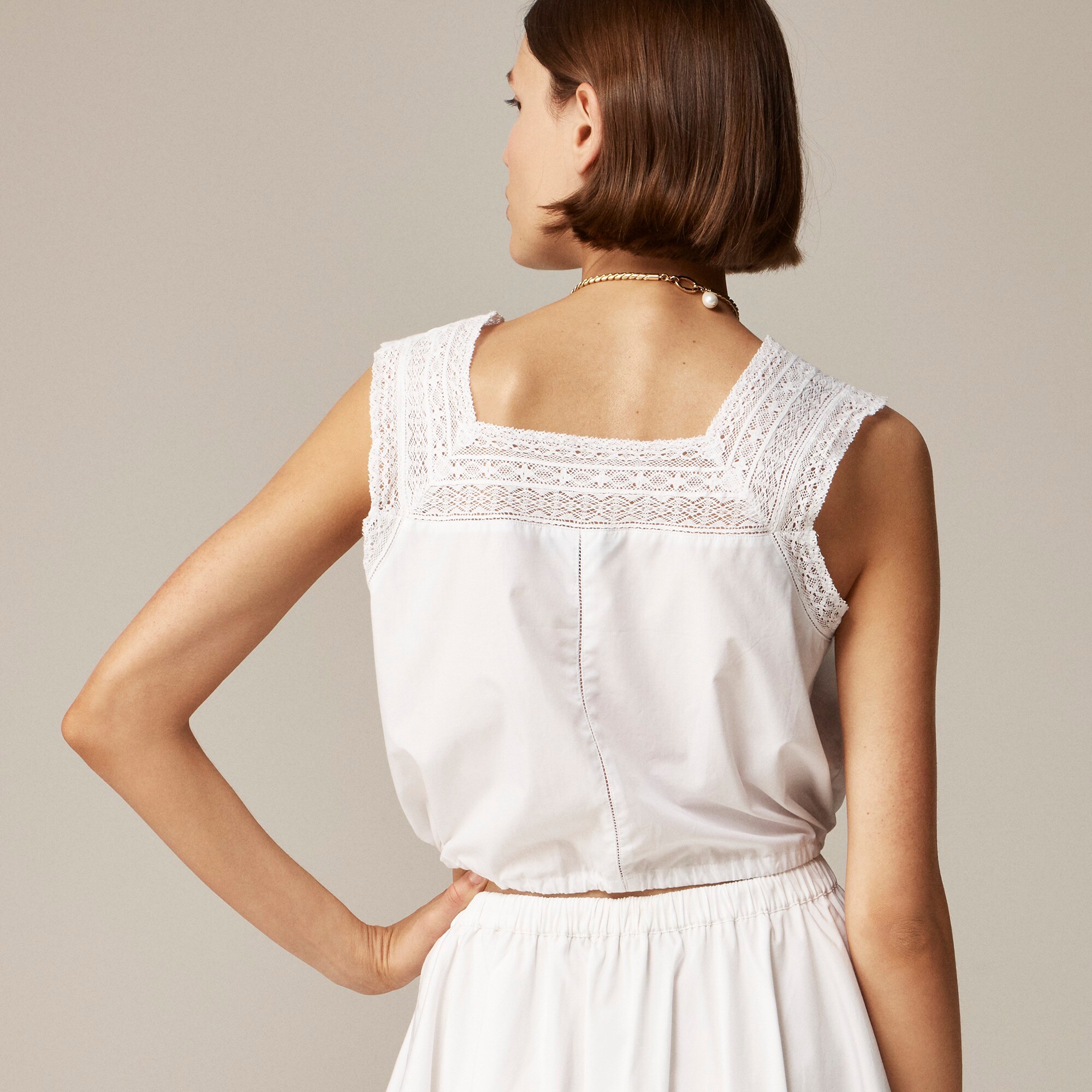 J.Crew: Lace-trim Cropped Top For Women