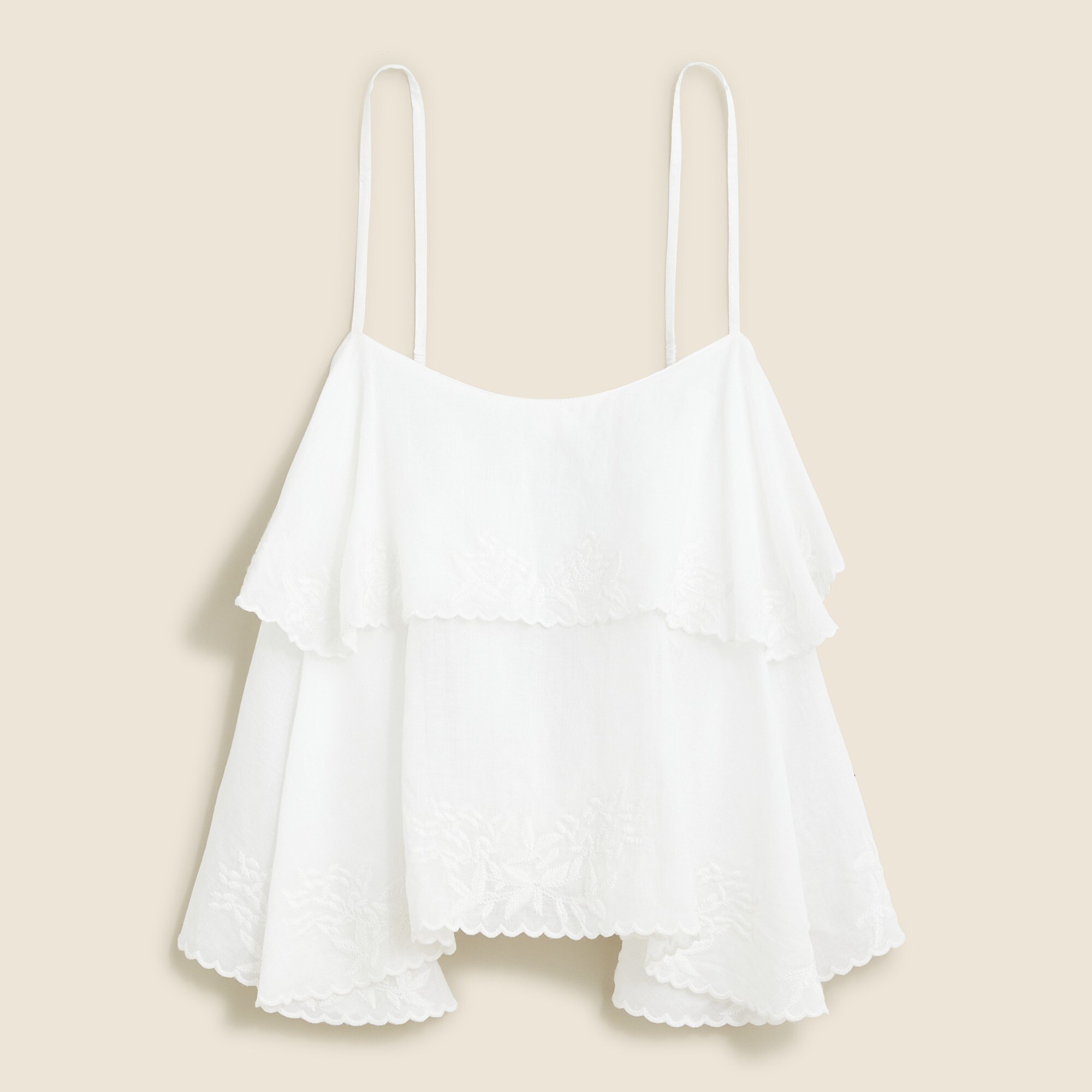 Tiered Tank Top With Embroidery In Cotton Voile For Women | J.Crew