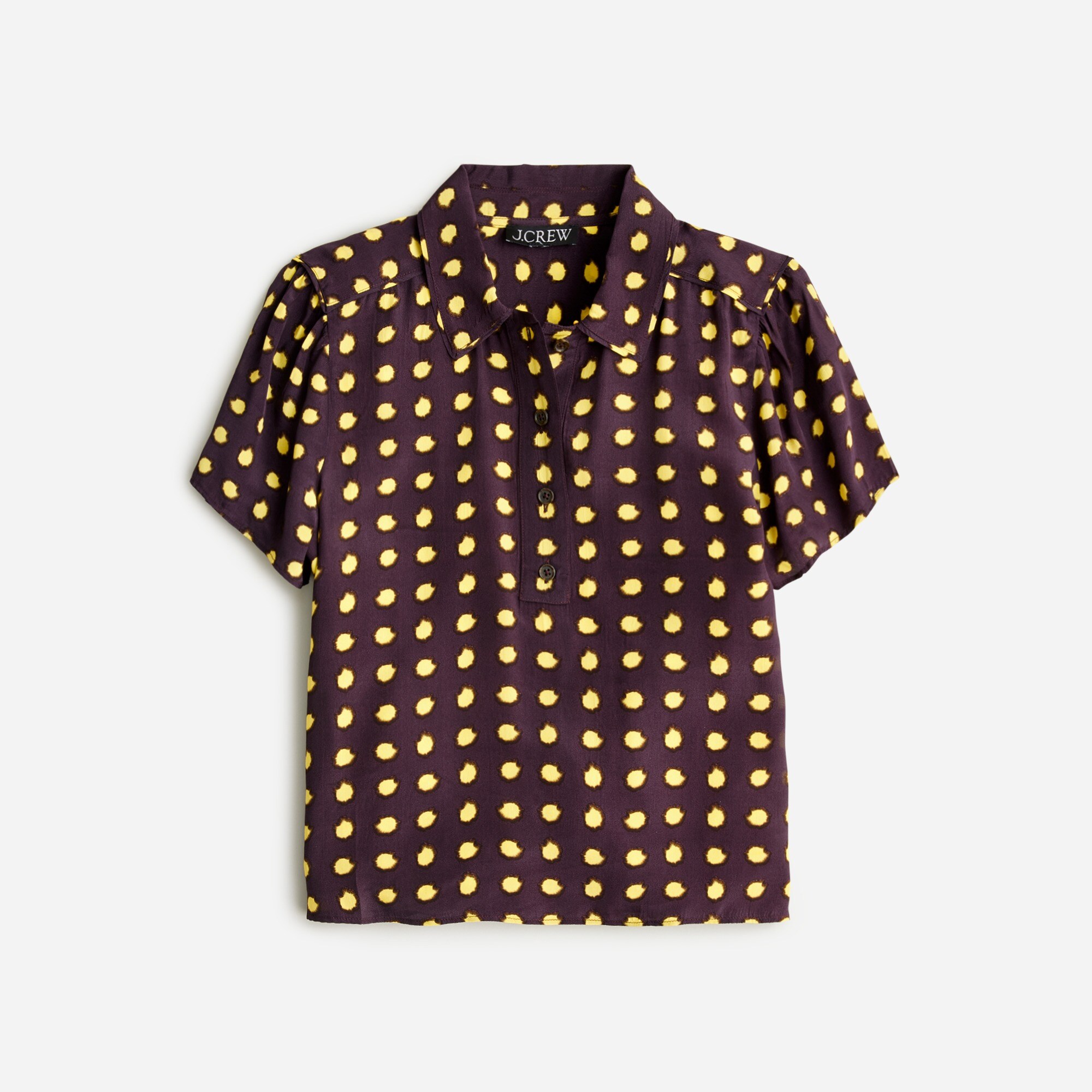 Sheer Popover Top In Dot Crepe De Chine For Women | J.Crew