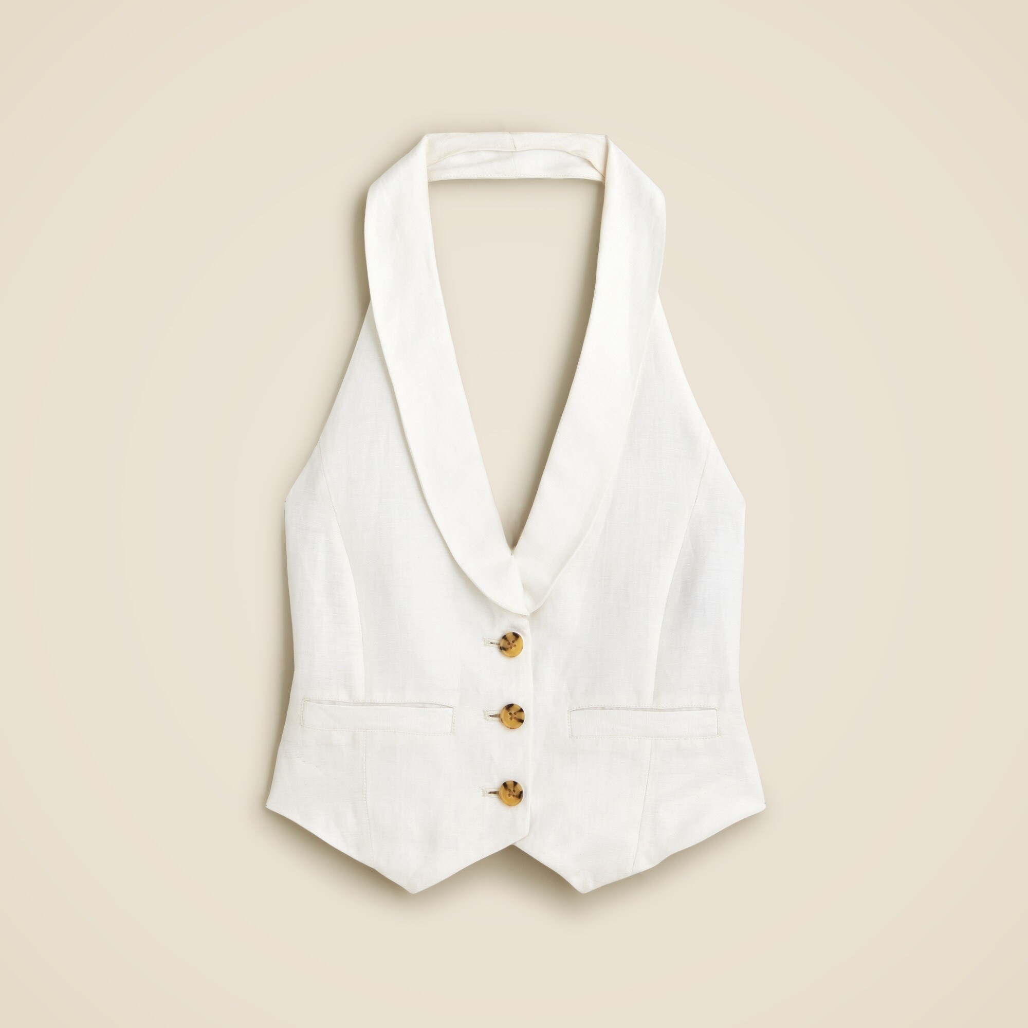 Open-back vest in linen-cupro blend
