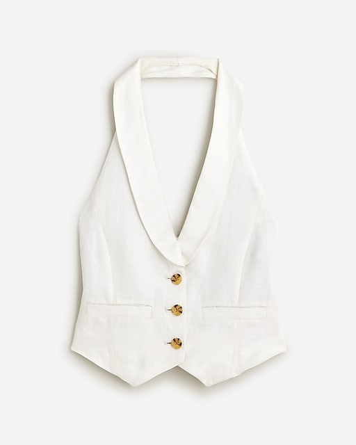 womens Pre-order Open-back vest in linen-cupro blend