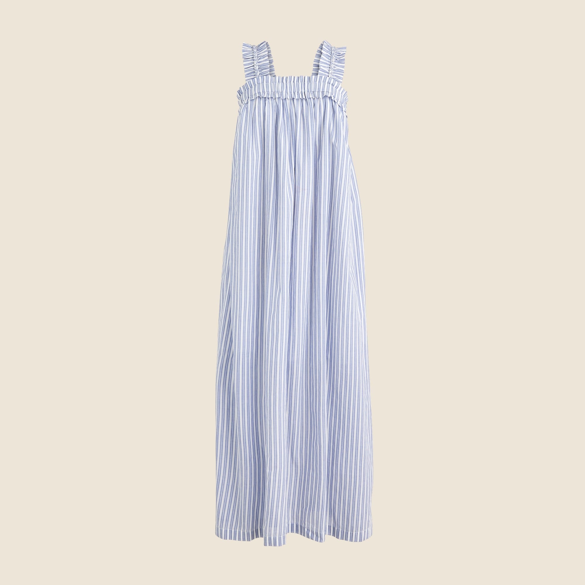 Cotton Voile Ruffle-trim Shift Dress In Stripe For Women | J.Crew