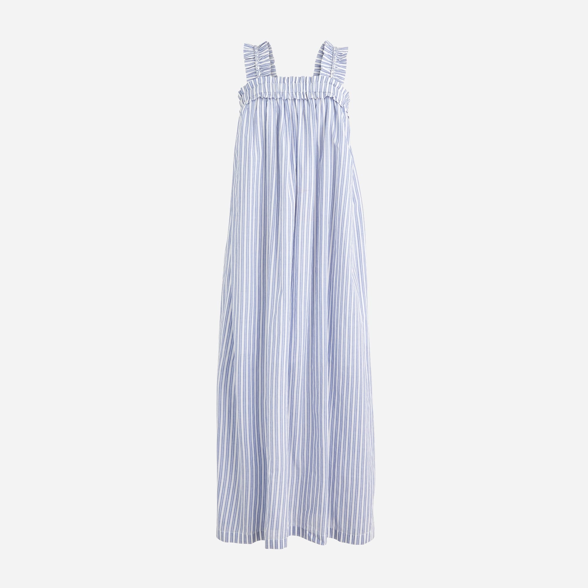 womens Cotton voile ruffle-trim shift dress in stripe