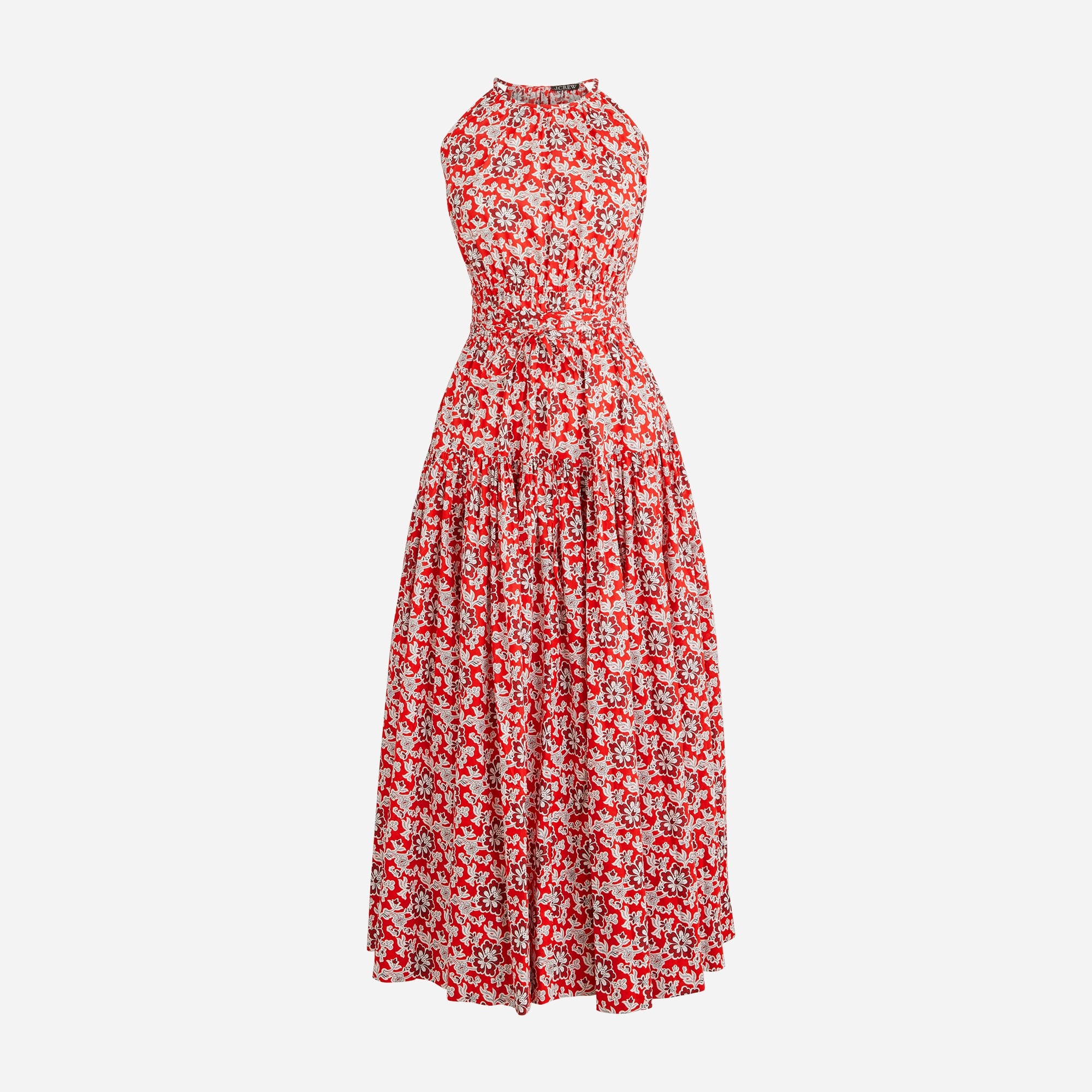 Tie-waist halter dress in floral