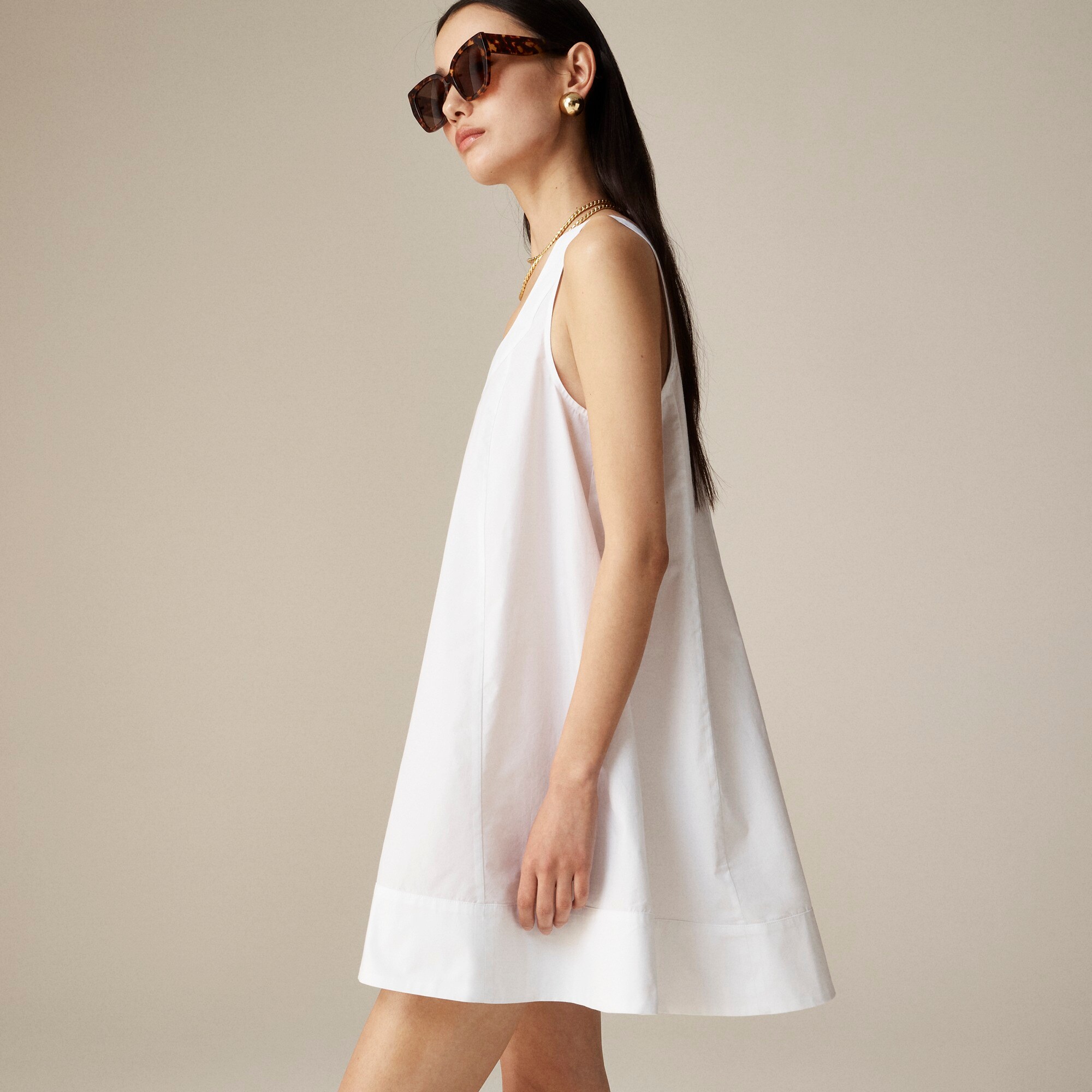 Striped Poplin Shift Dress W/ Side Pockets