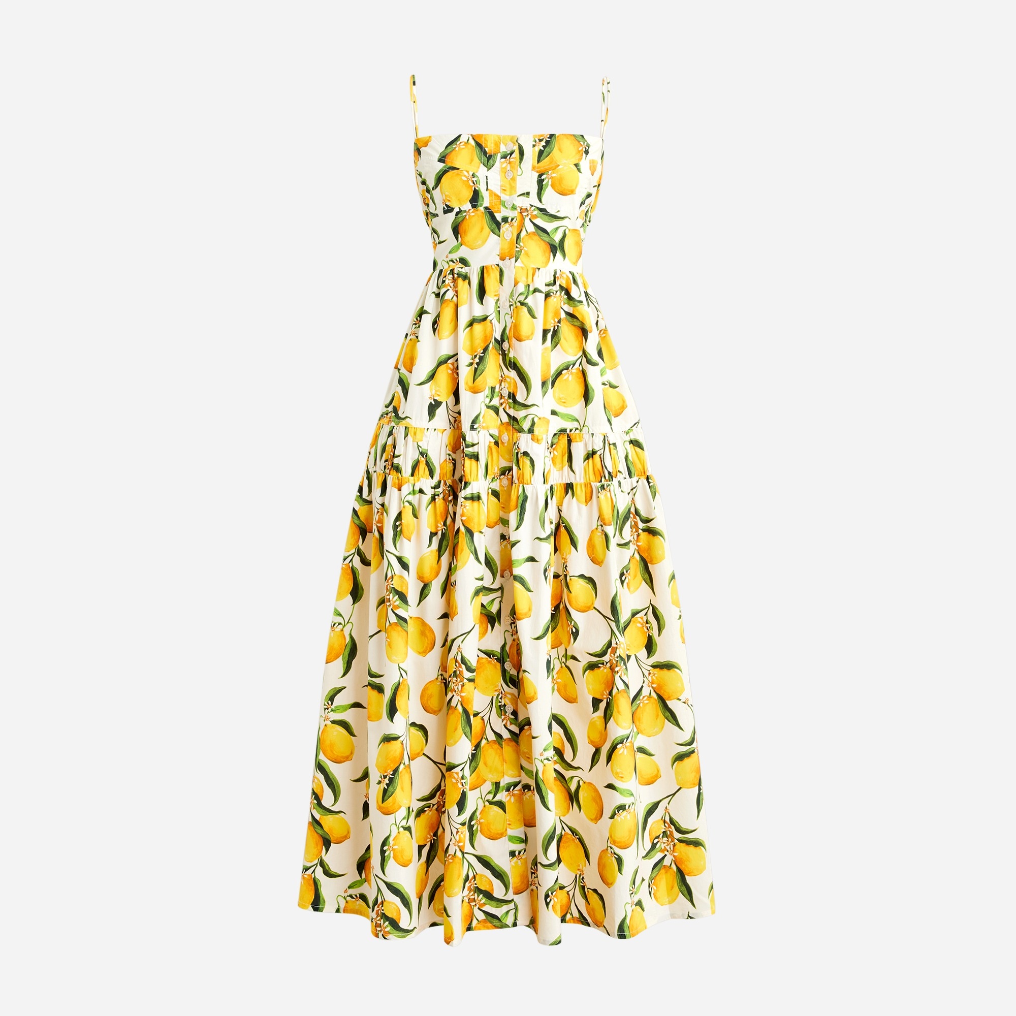  Button-front A-line dress in lemon leaf
