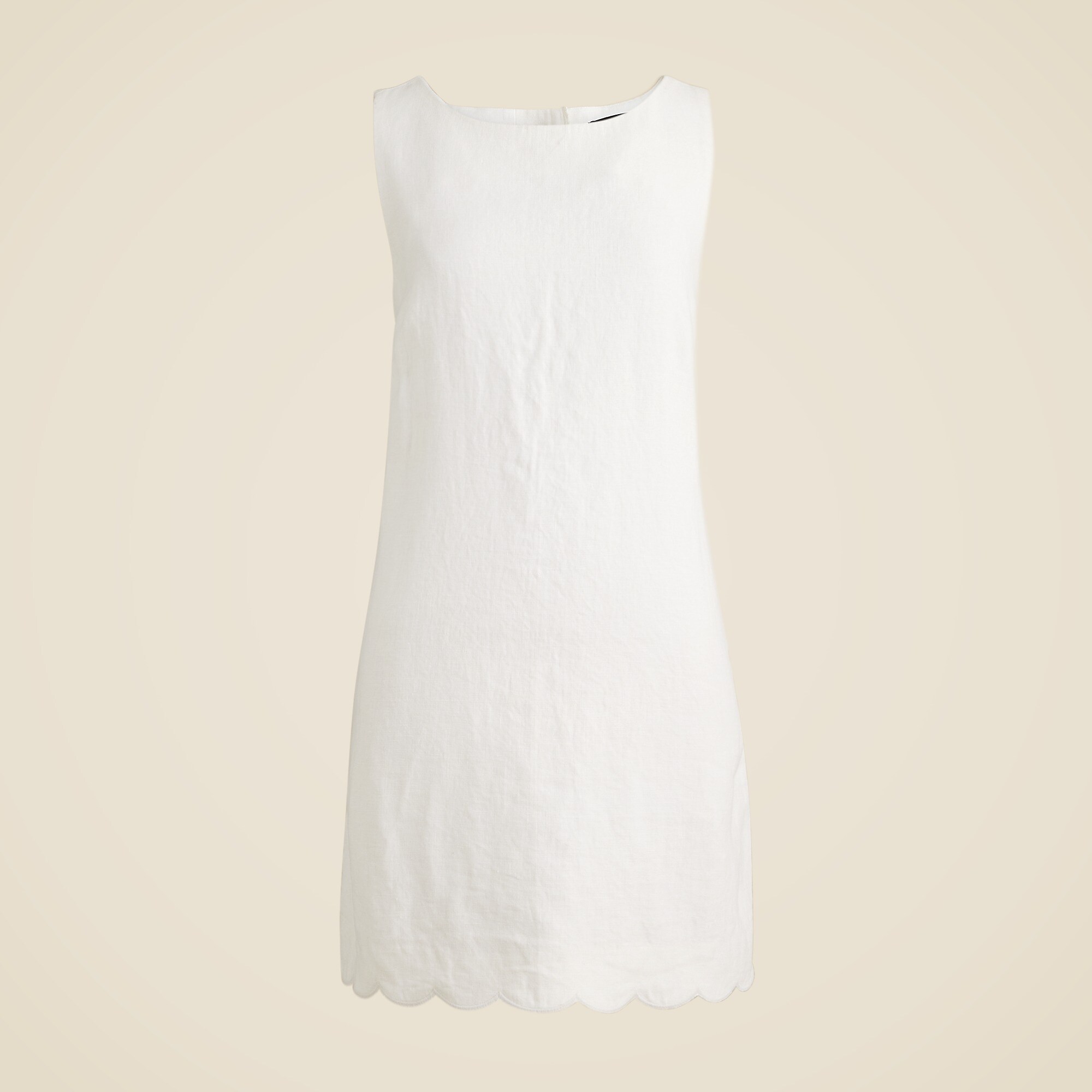 Scalloped-trim shift dress in linen