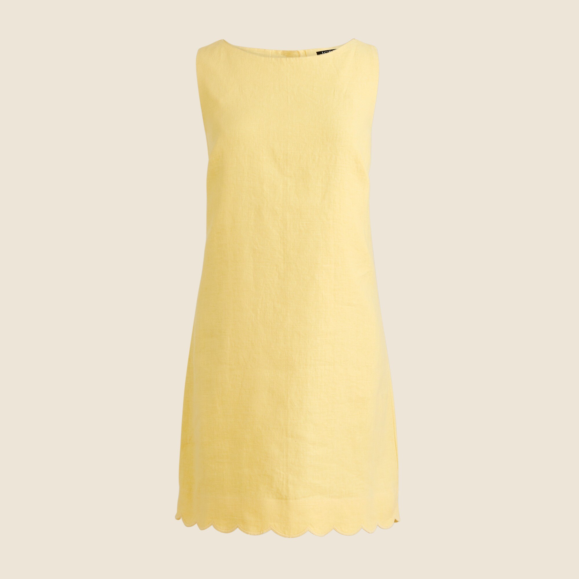 Scalloped-trim shift dress in linen