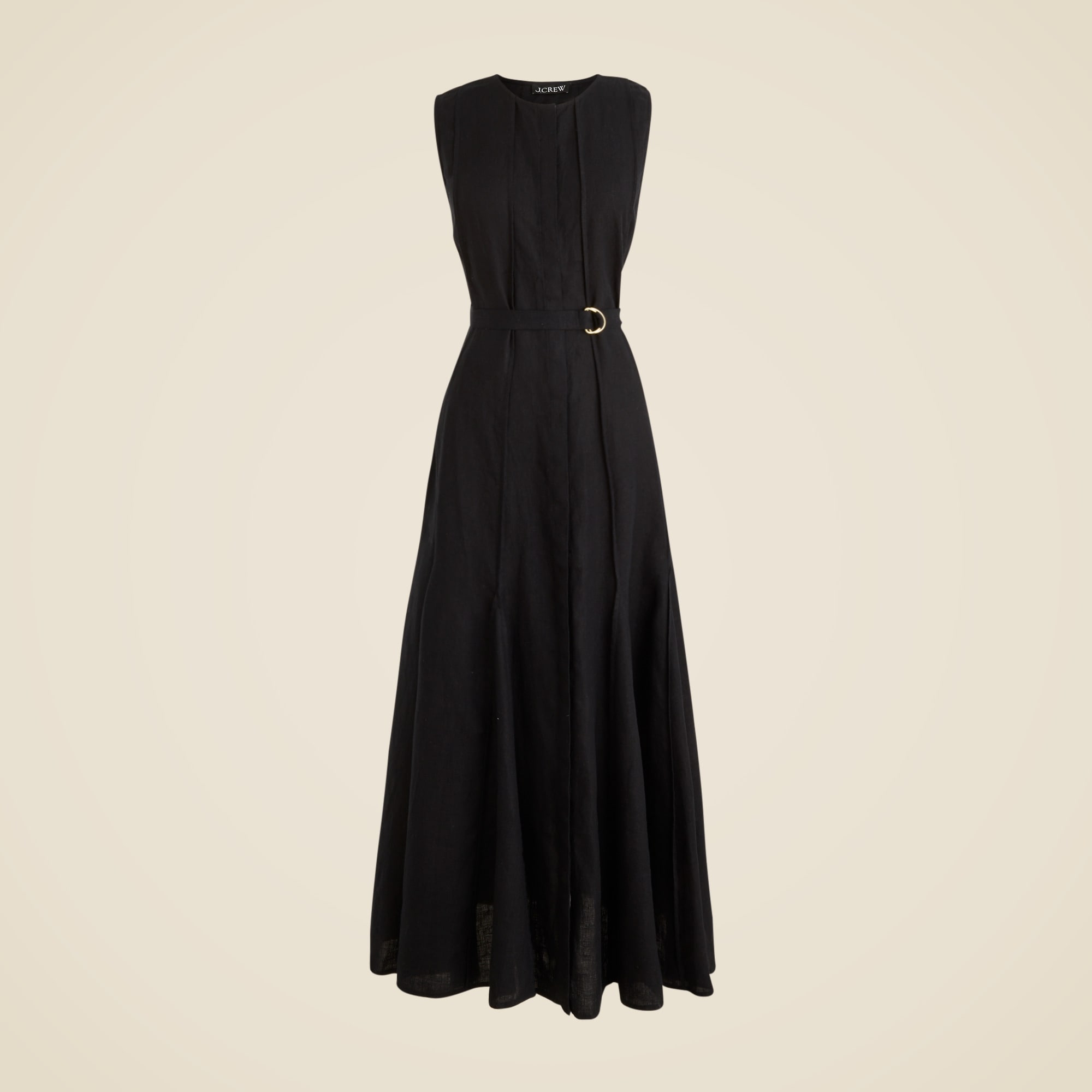 womens Seamed linen dress with removable belt