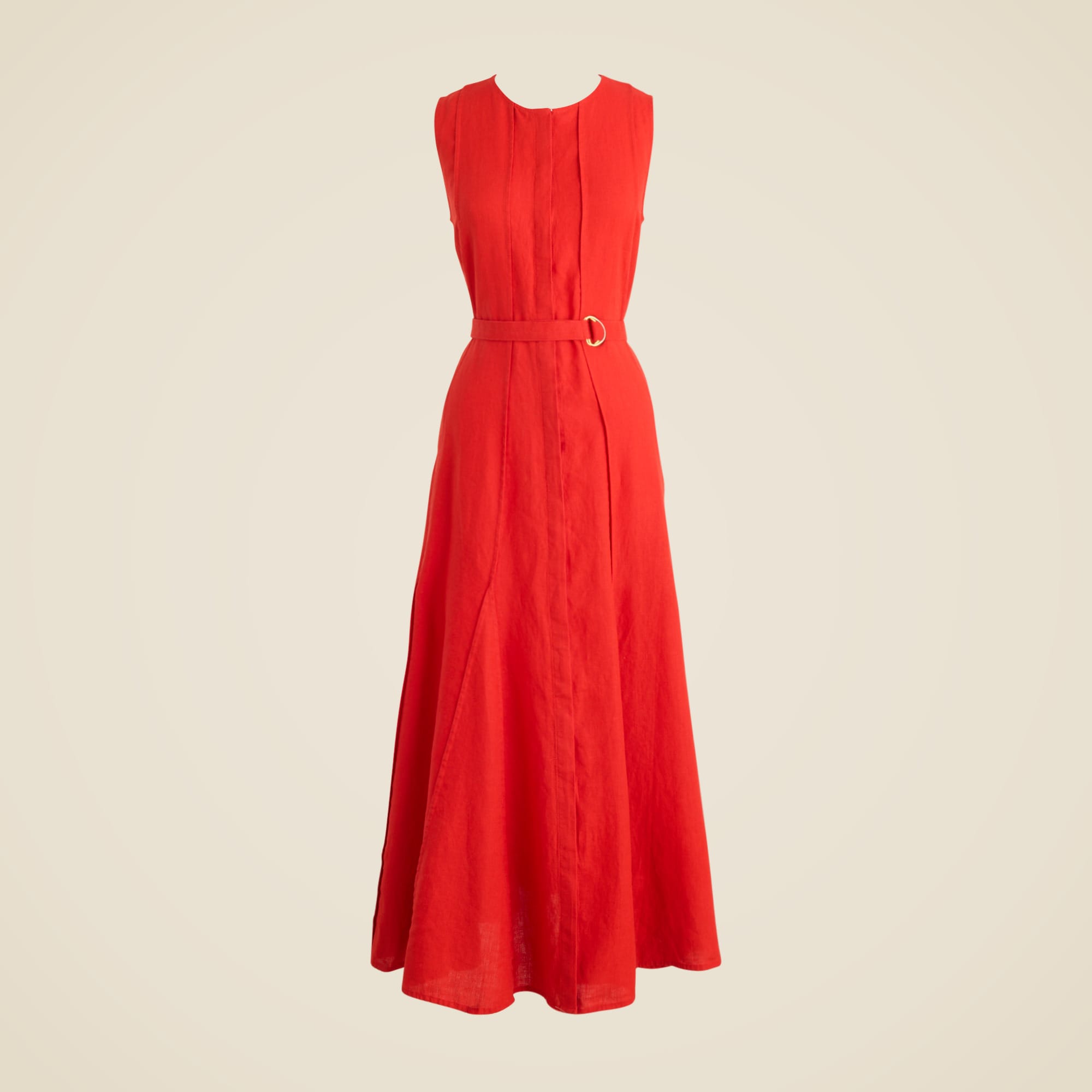womens Seamed linen dress with removable belt