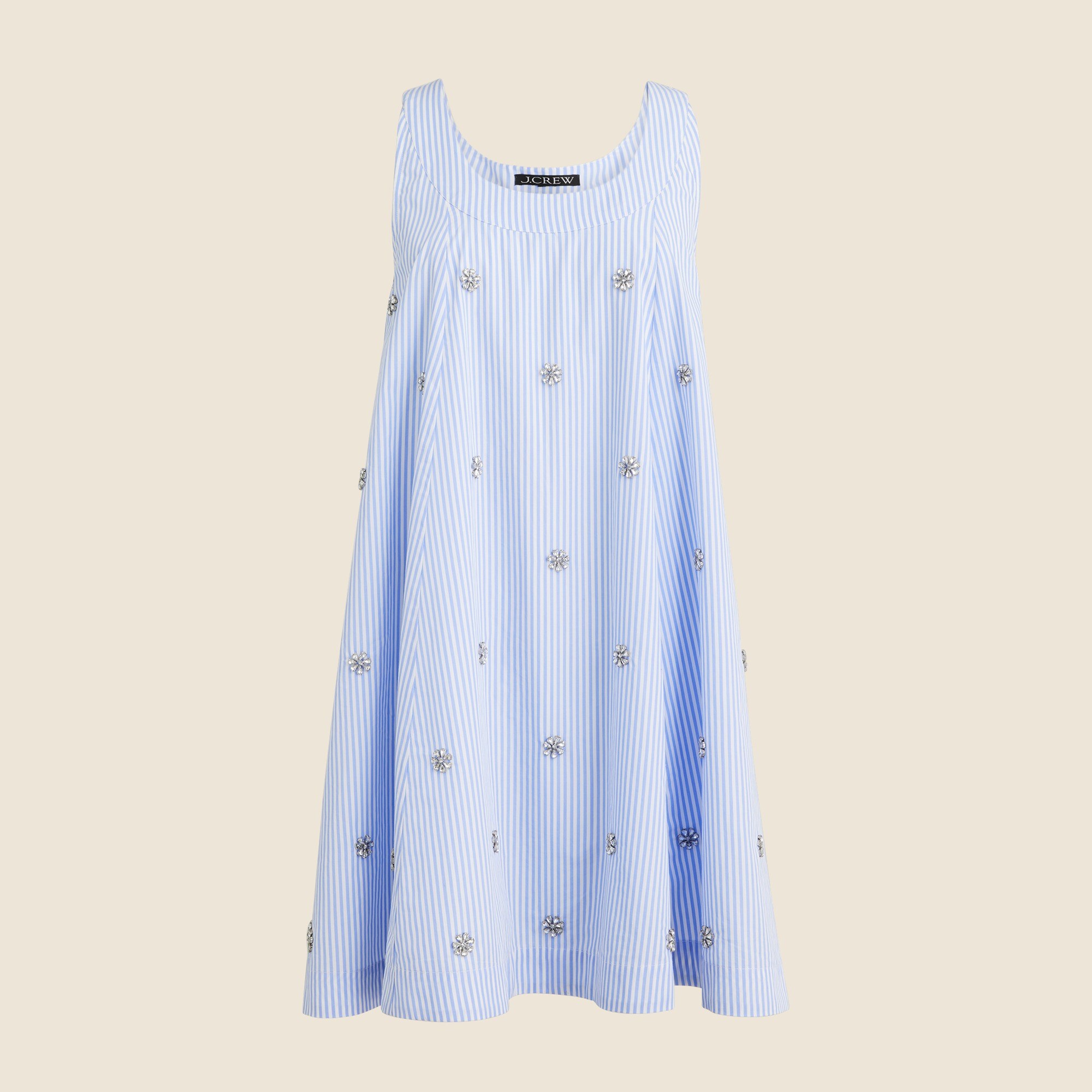 Collection embellished shift dress in cotton poplin