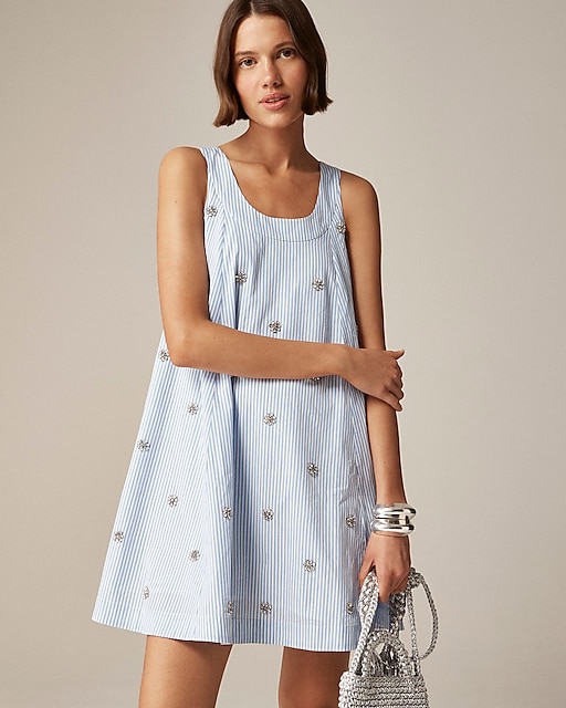 womens Collection embellished shift dress in cotton poplin