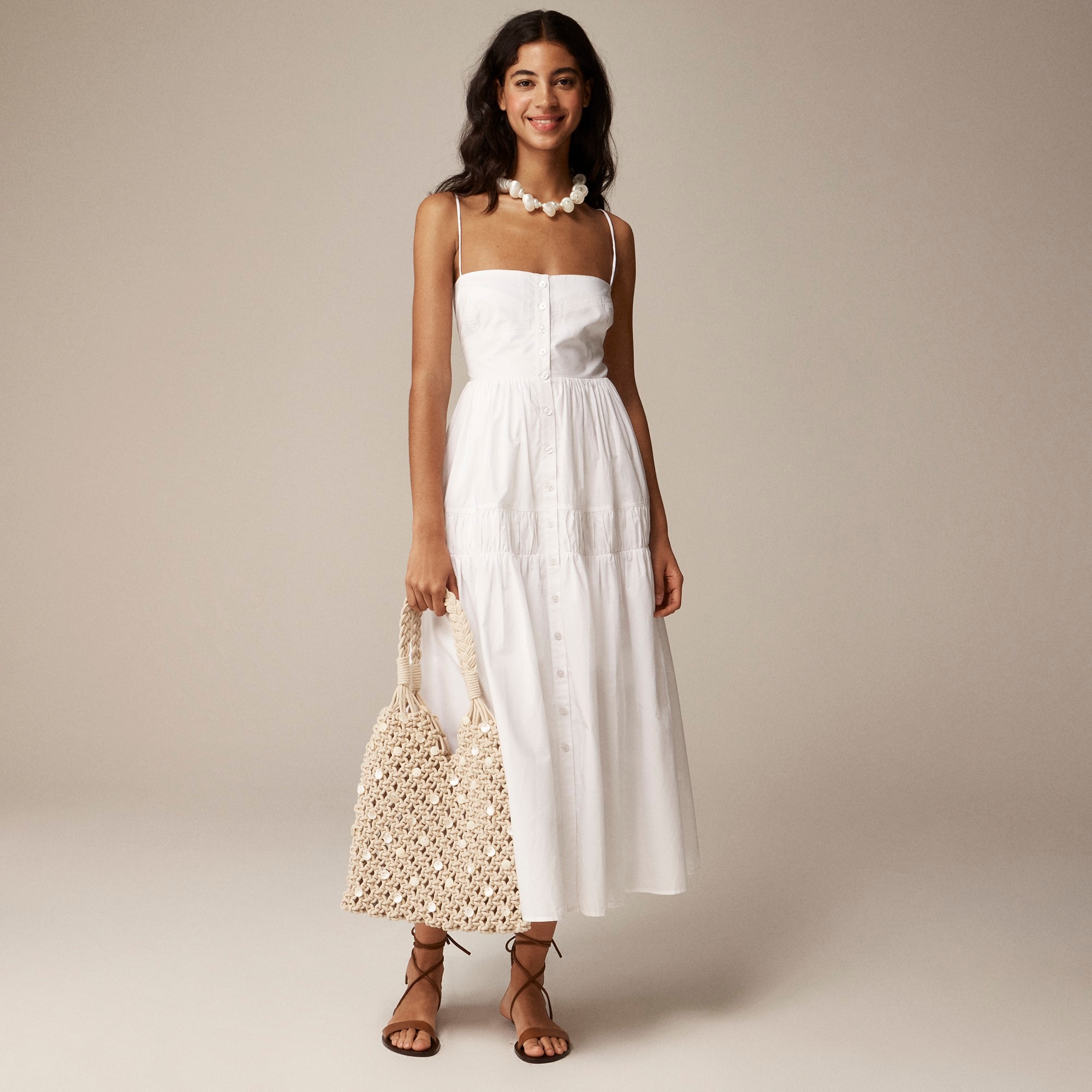  A-line midi dress in cotton poplin