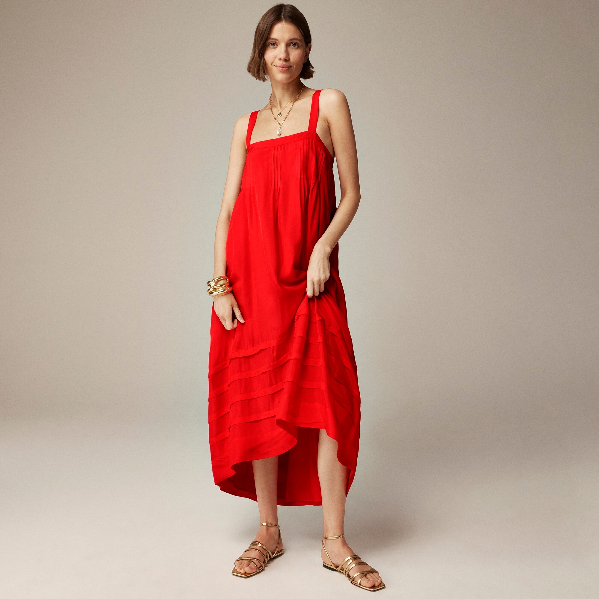 J.Crew Pintuck Midi Dress In Drapey Organza For Women