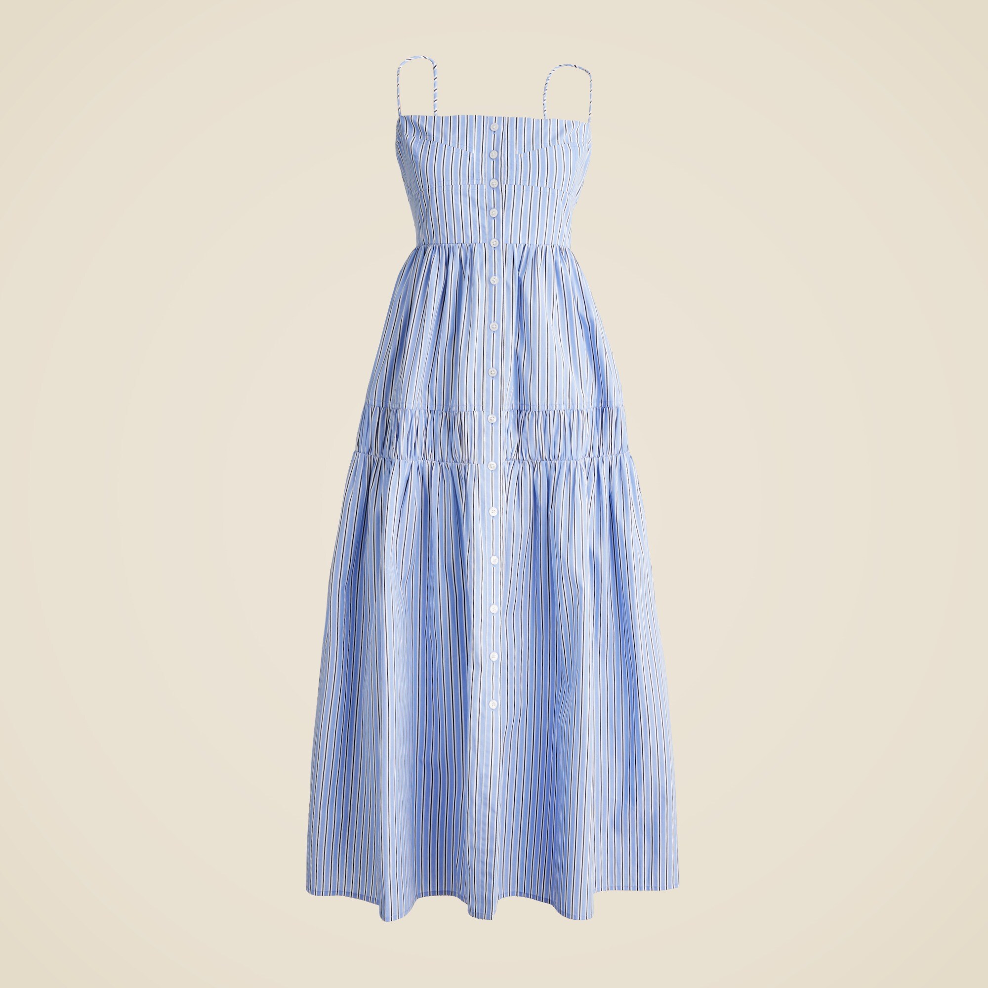 A-line Midi Dress In Striped Cotton Poplin For Women | J.Crew