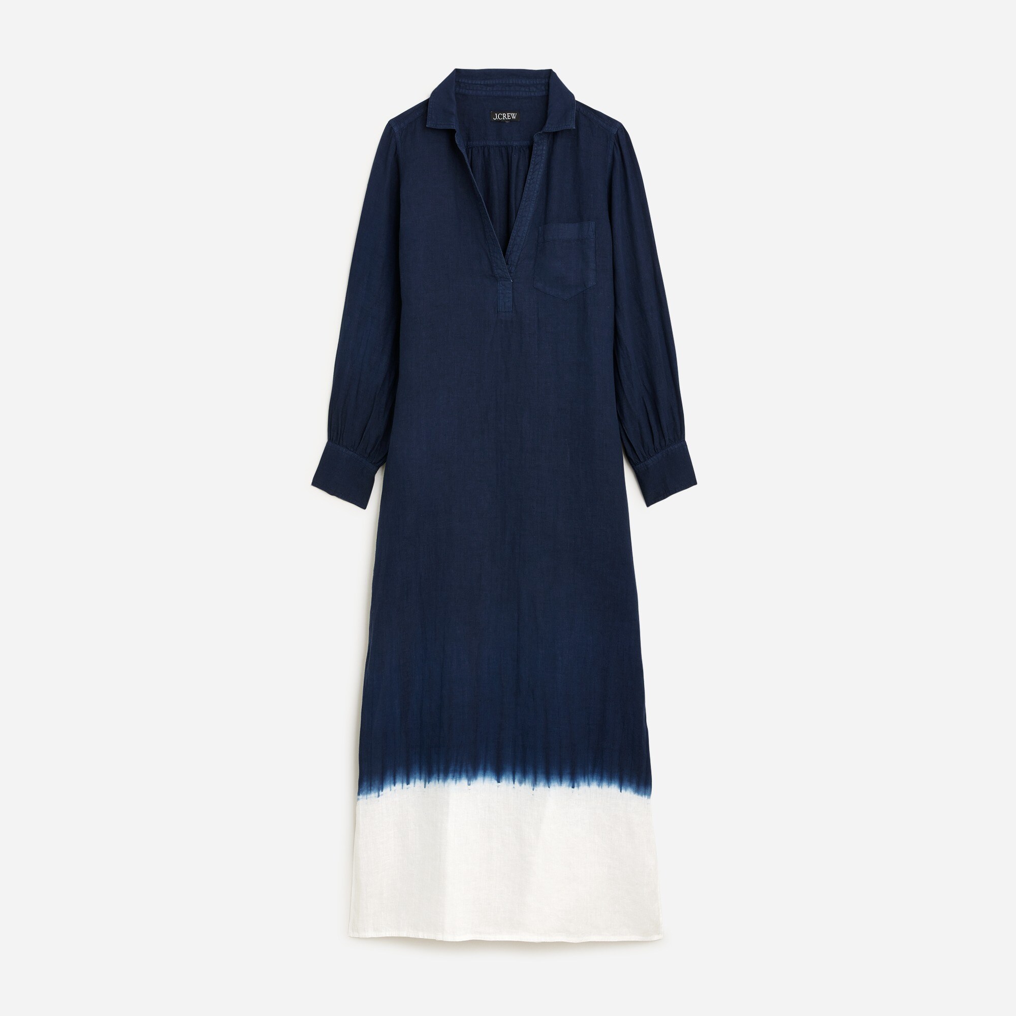Bungalow Maxi Popover Dress In Dip-dyed Linen For Women | J.Crew