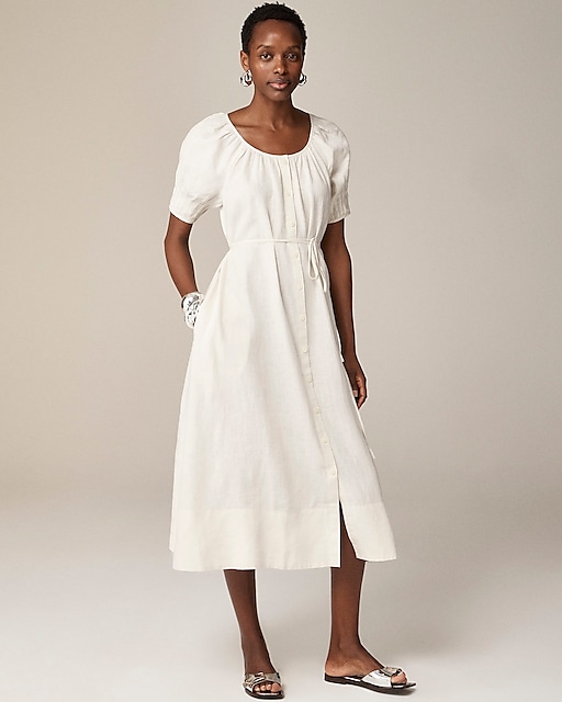  Button-up midi dress in linen