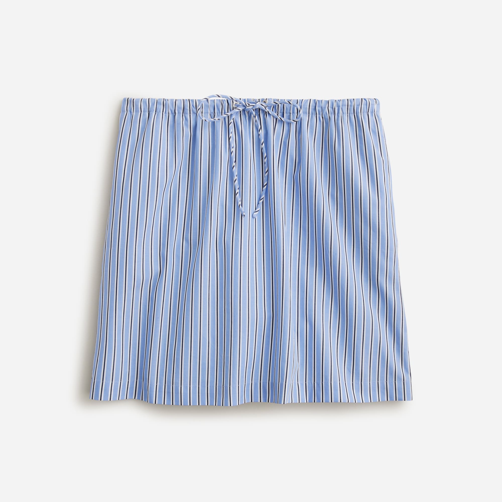  Tie-waist mini skirt in striped cotton poplin
