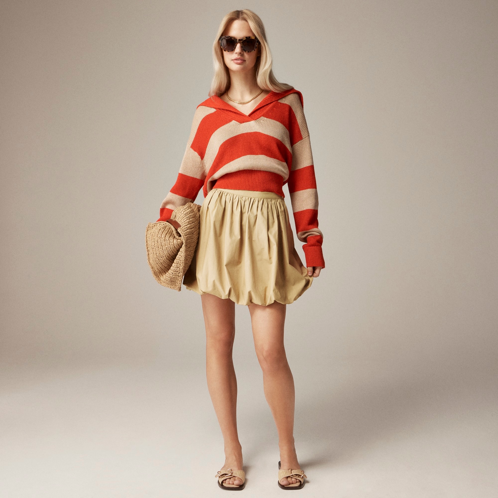 j.crew: mini bubble-hem skirt in cotton poplin for women