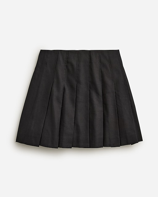 womens Pleated mini skirt in stretch linen blend