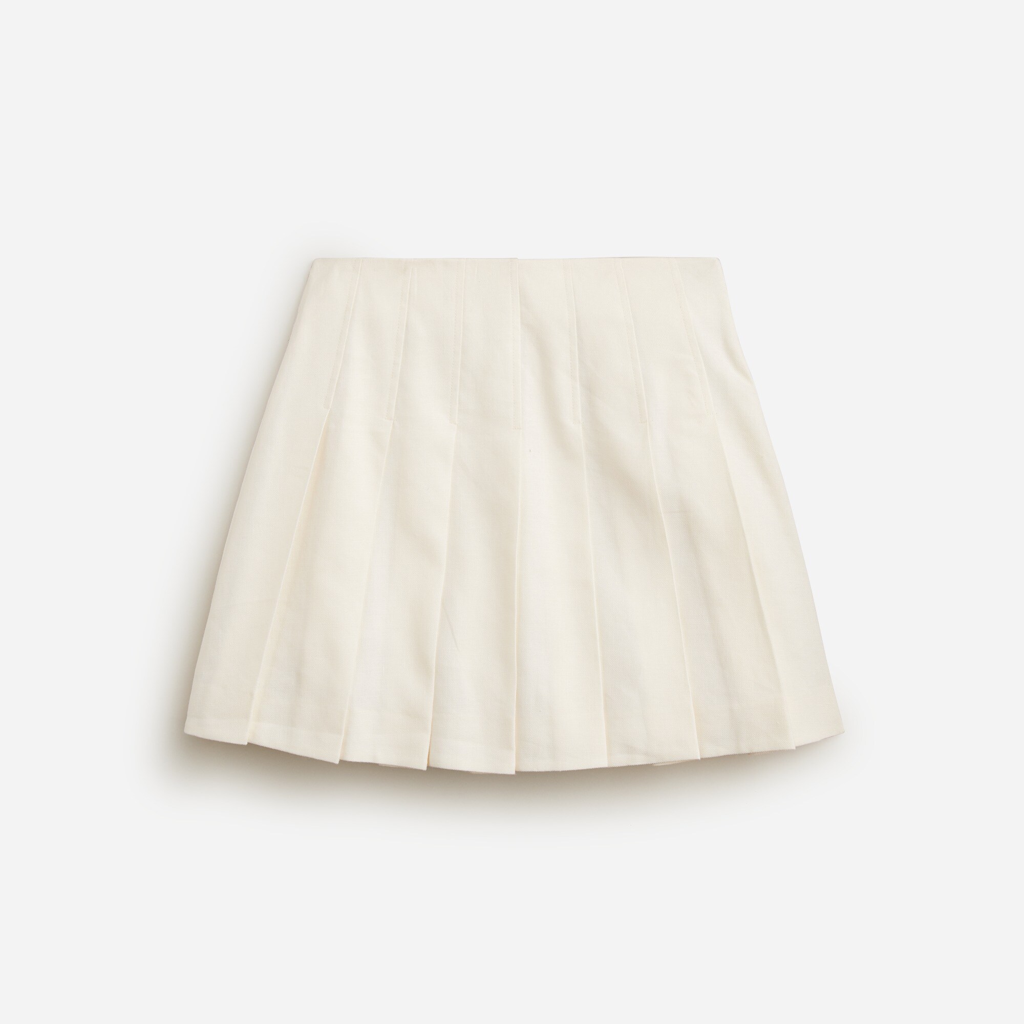 Pleated mini skirt in stretch linen blend