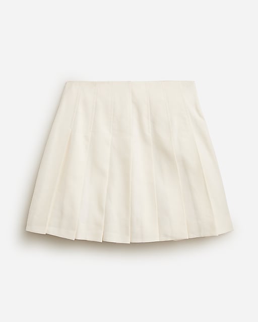 womens Pleated mini skirt in stretch linen blend
