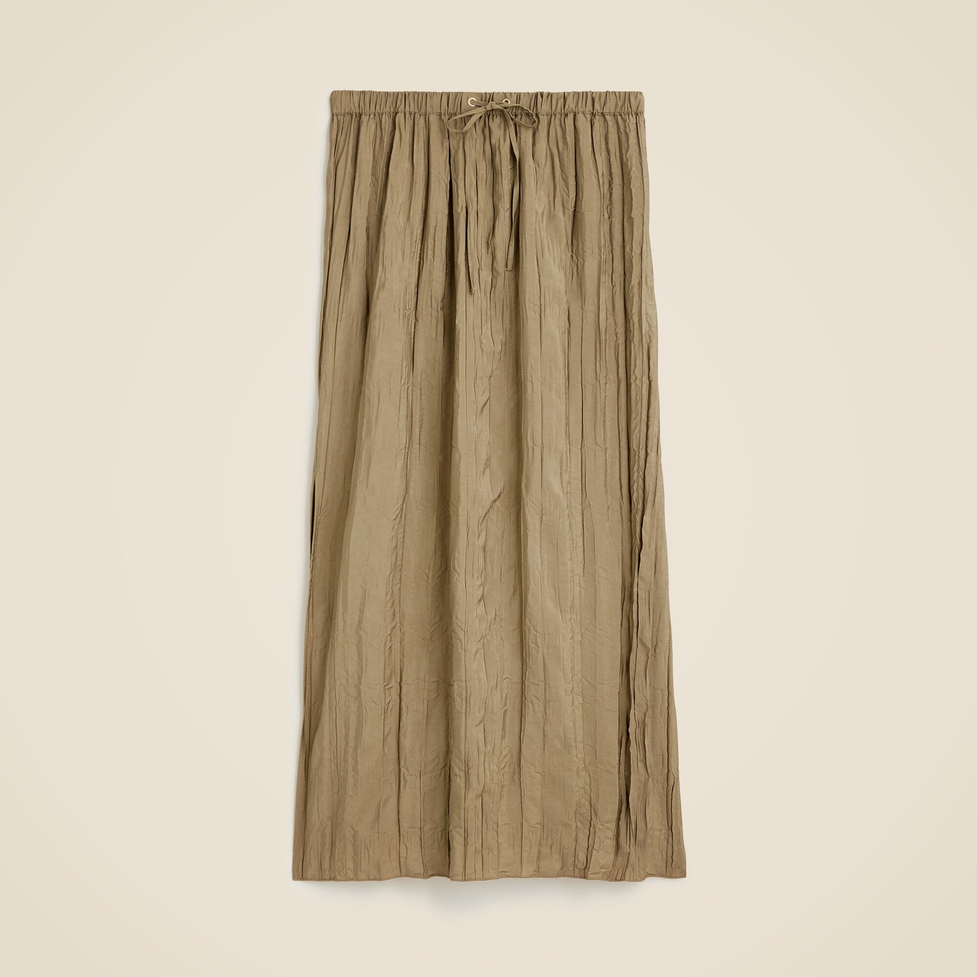 Crinkled drawstring midi skirt