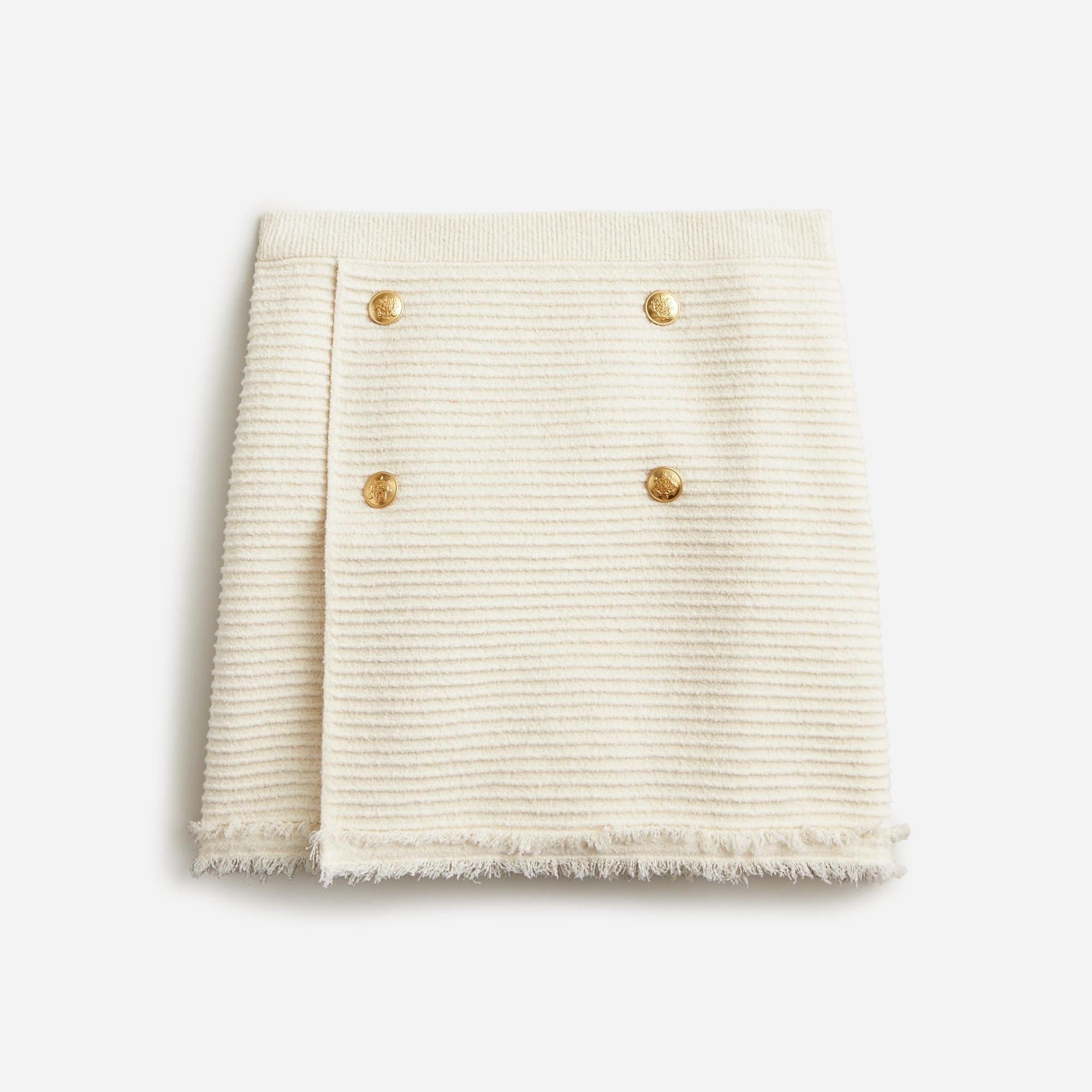 Faux-wrap sweater-skirt in fine bouclé