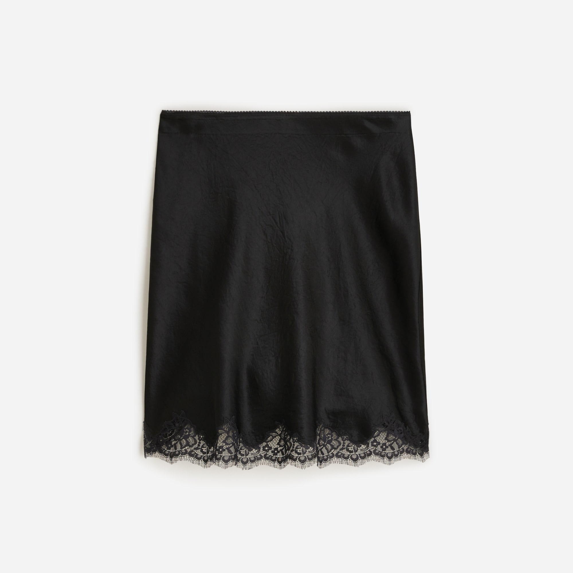 womens Gwen lace-trim slip skirt in textured satin