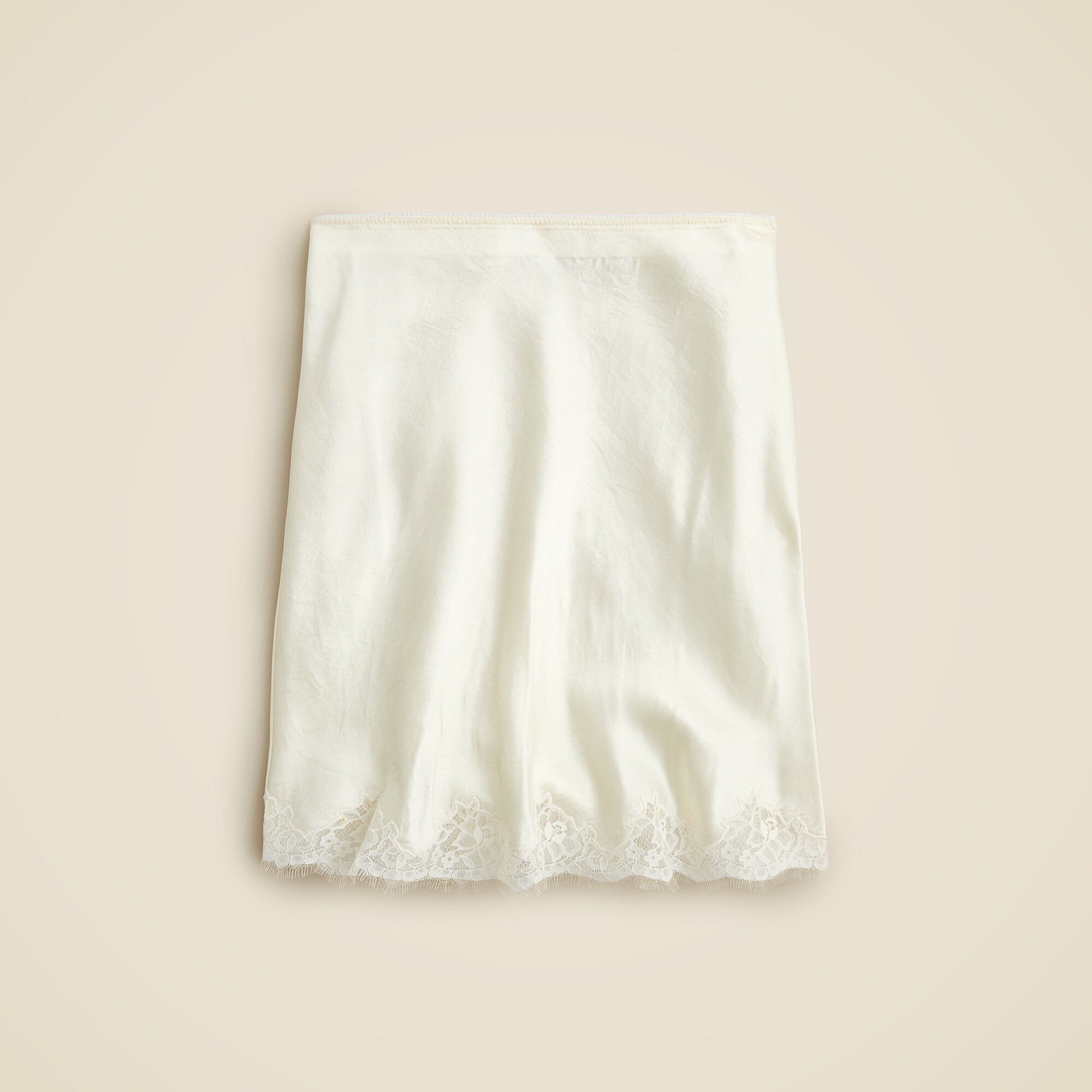 Gwen lace-trim slip skirt in textured satin