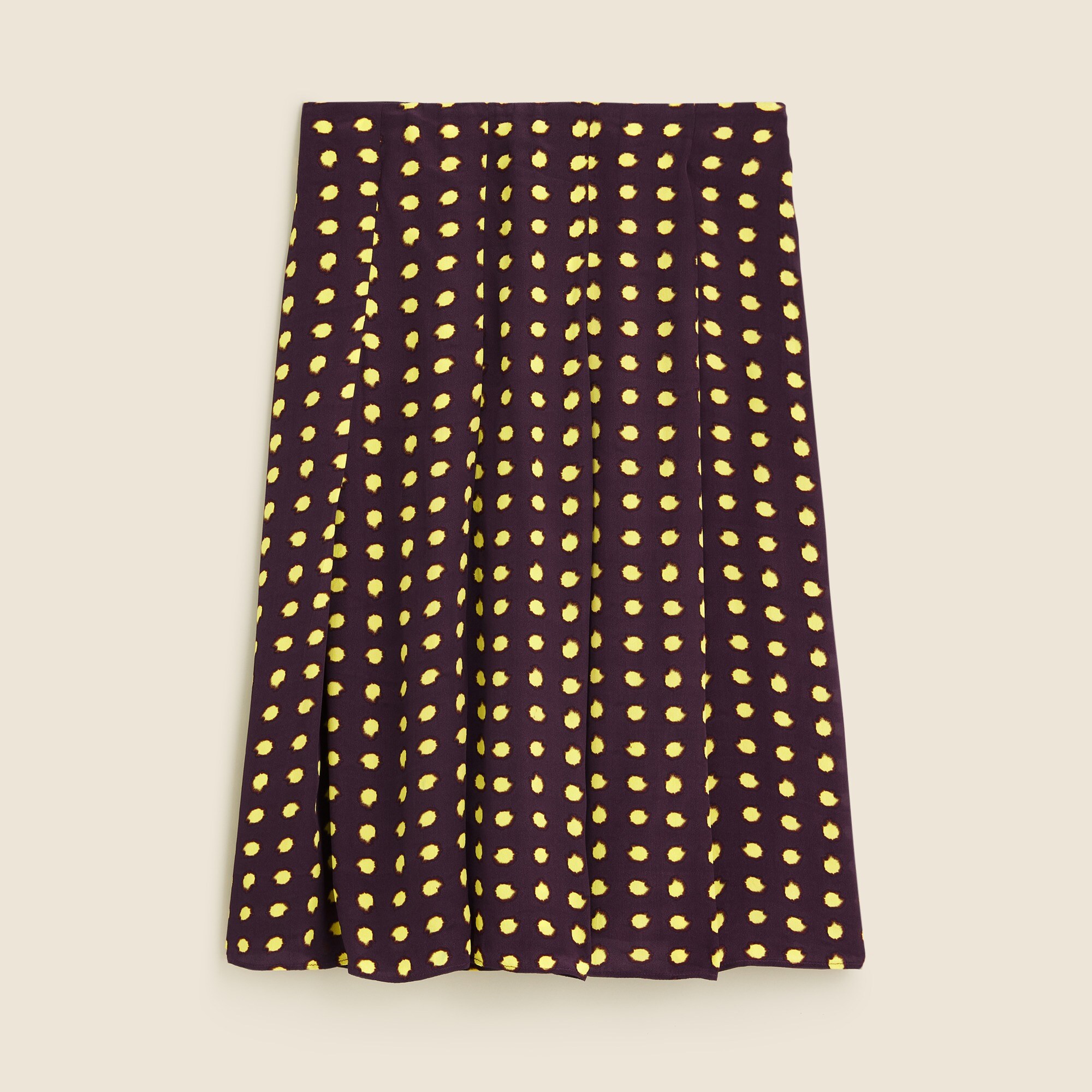 Pleated skirt in dot crepe de chine