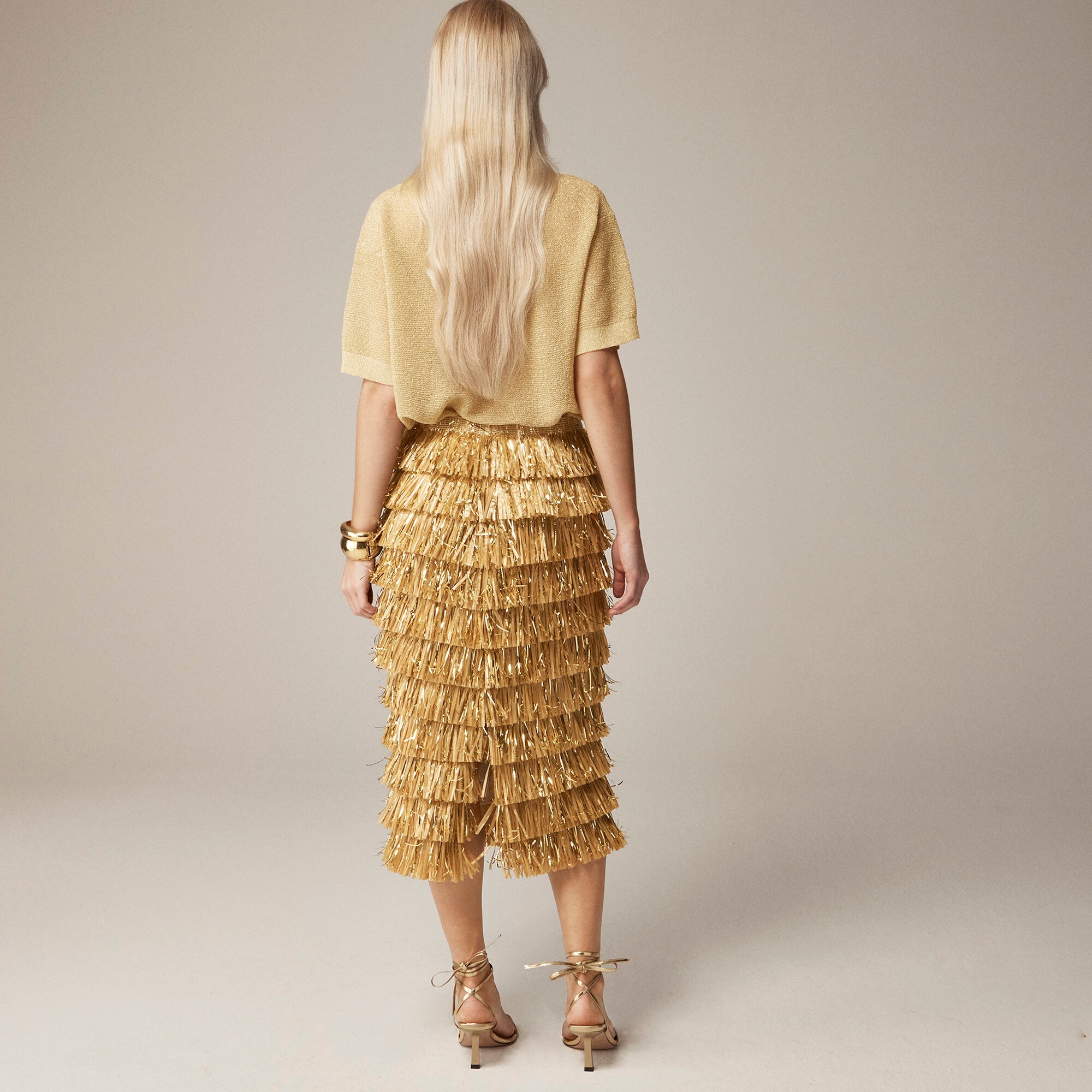 The Desert Luxe Fringe Skirt Set (Gold)