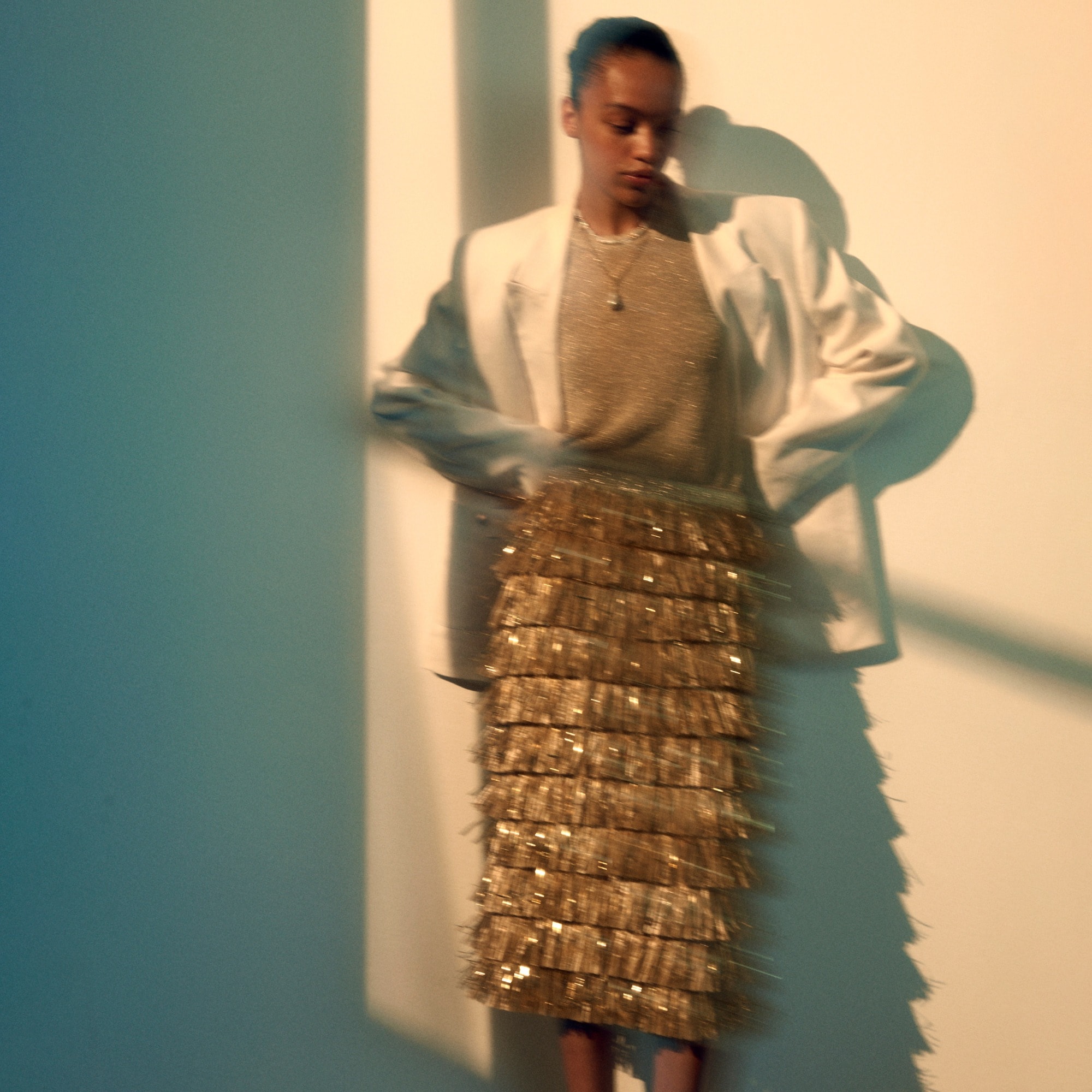womens Collection raffia-fringe skirt