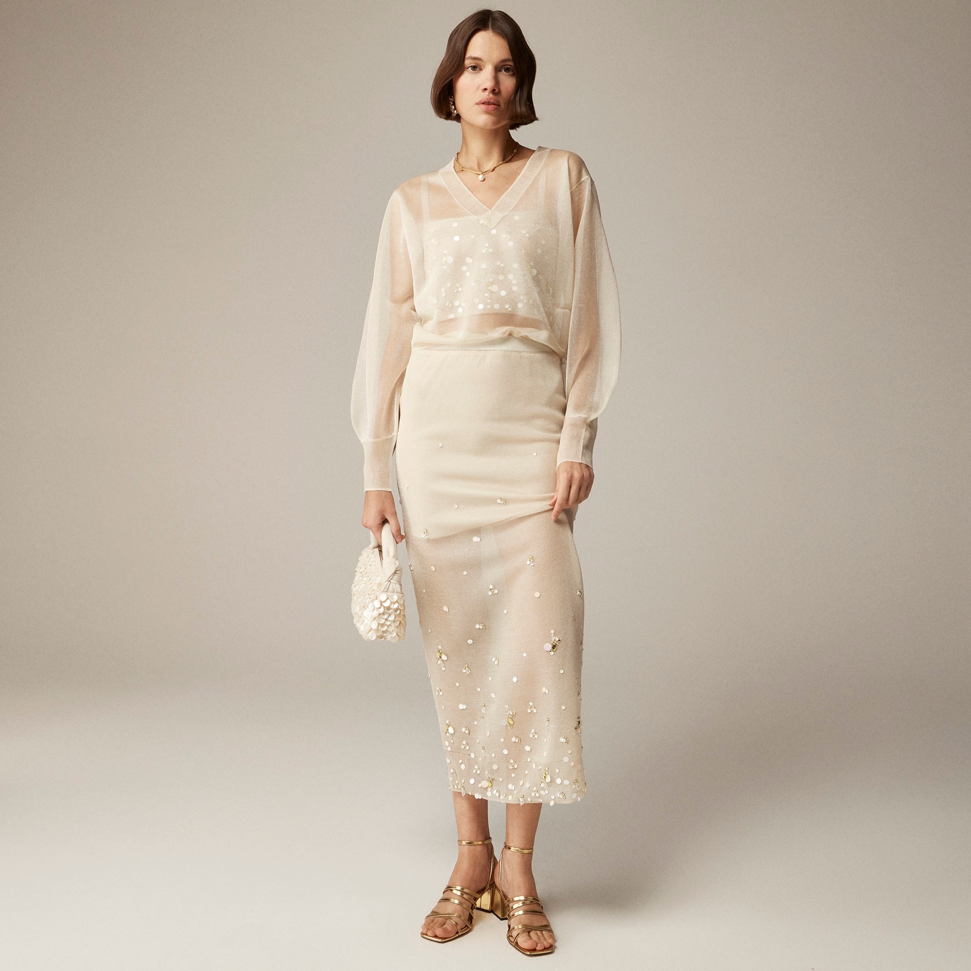 j.crew: collection sheer sweater-skirt with sequins for women