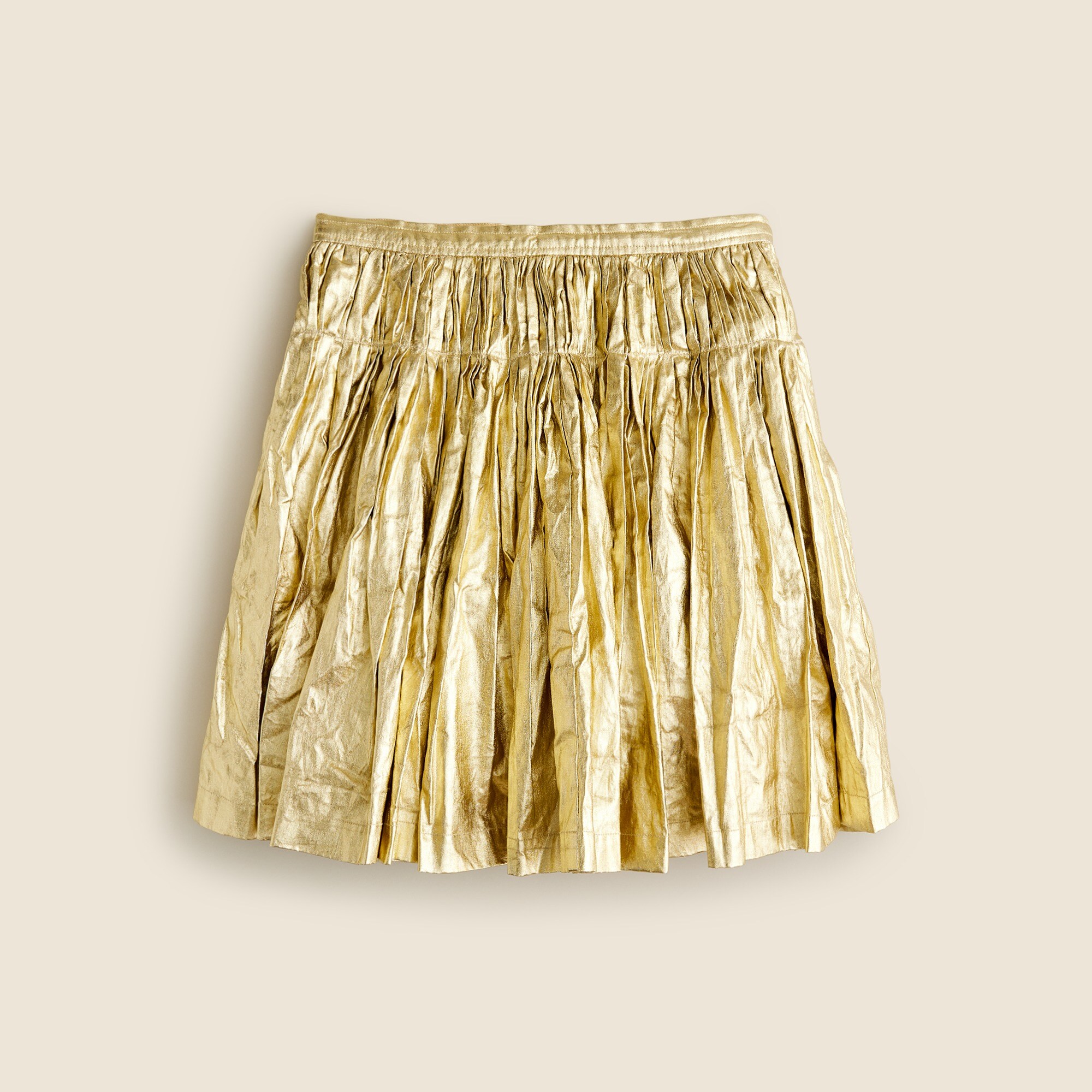 Collection pleated linen skirt in metallic gold