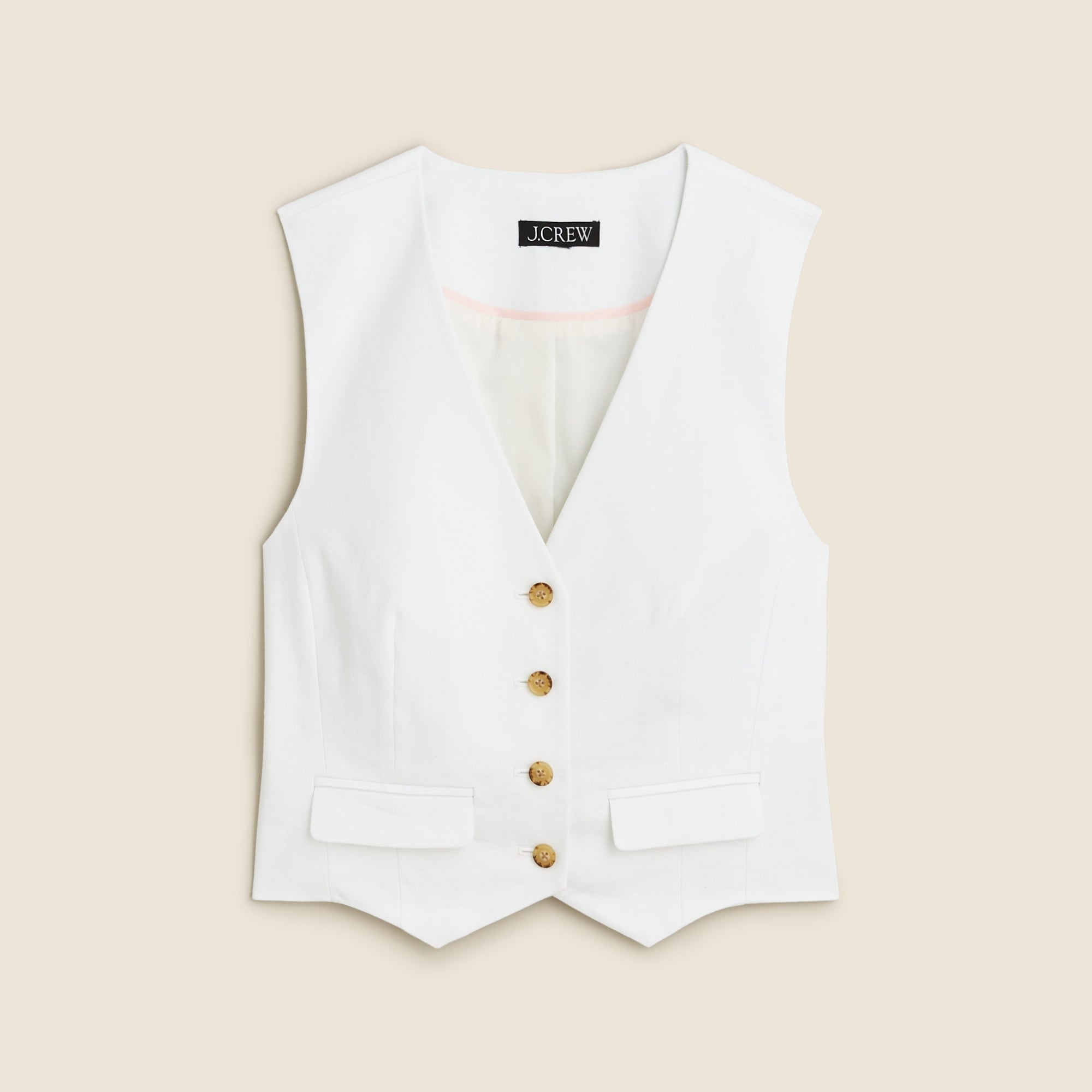 J.Crew: Classic Vest In Stretch Linen Blend For Women