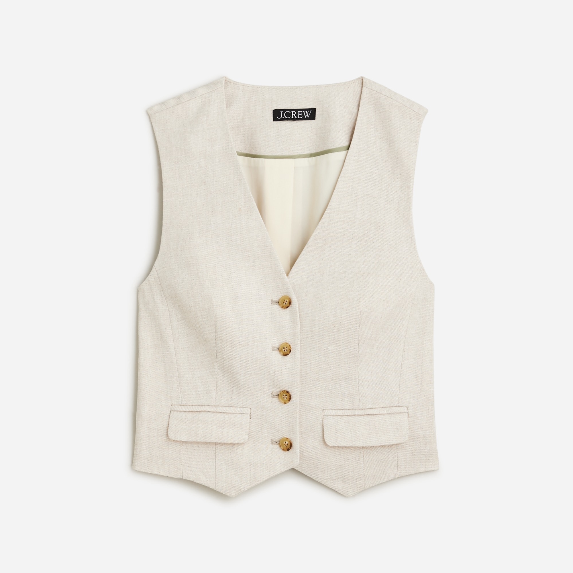 womens Classic vest in stretch linen blend